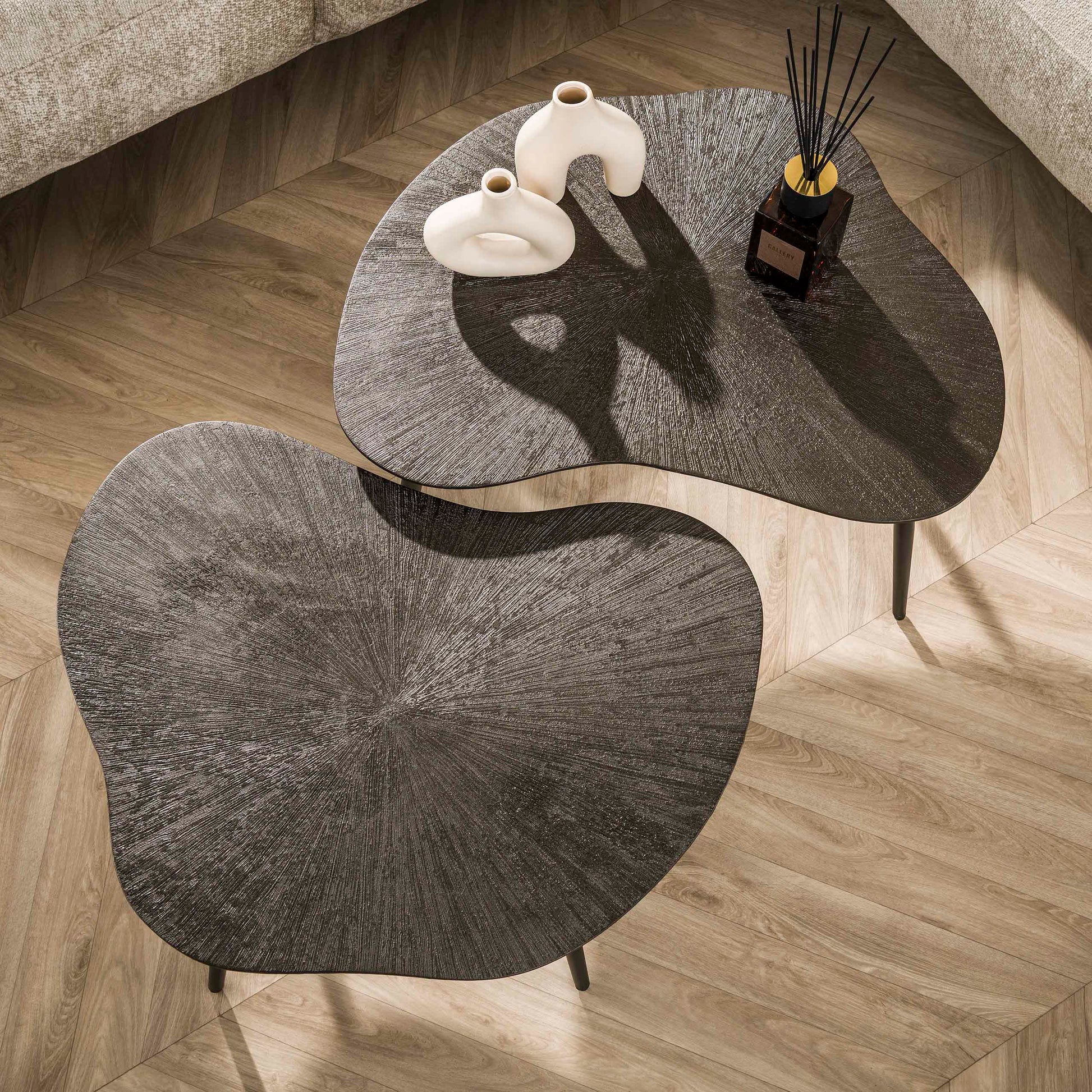 Salontafel Brown Ray organisch set van 2 / Donkerbruin brons – afbeelding 2