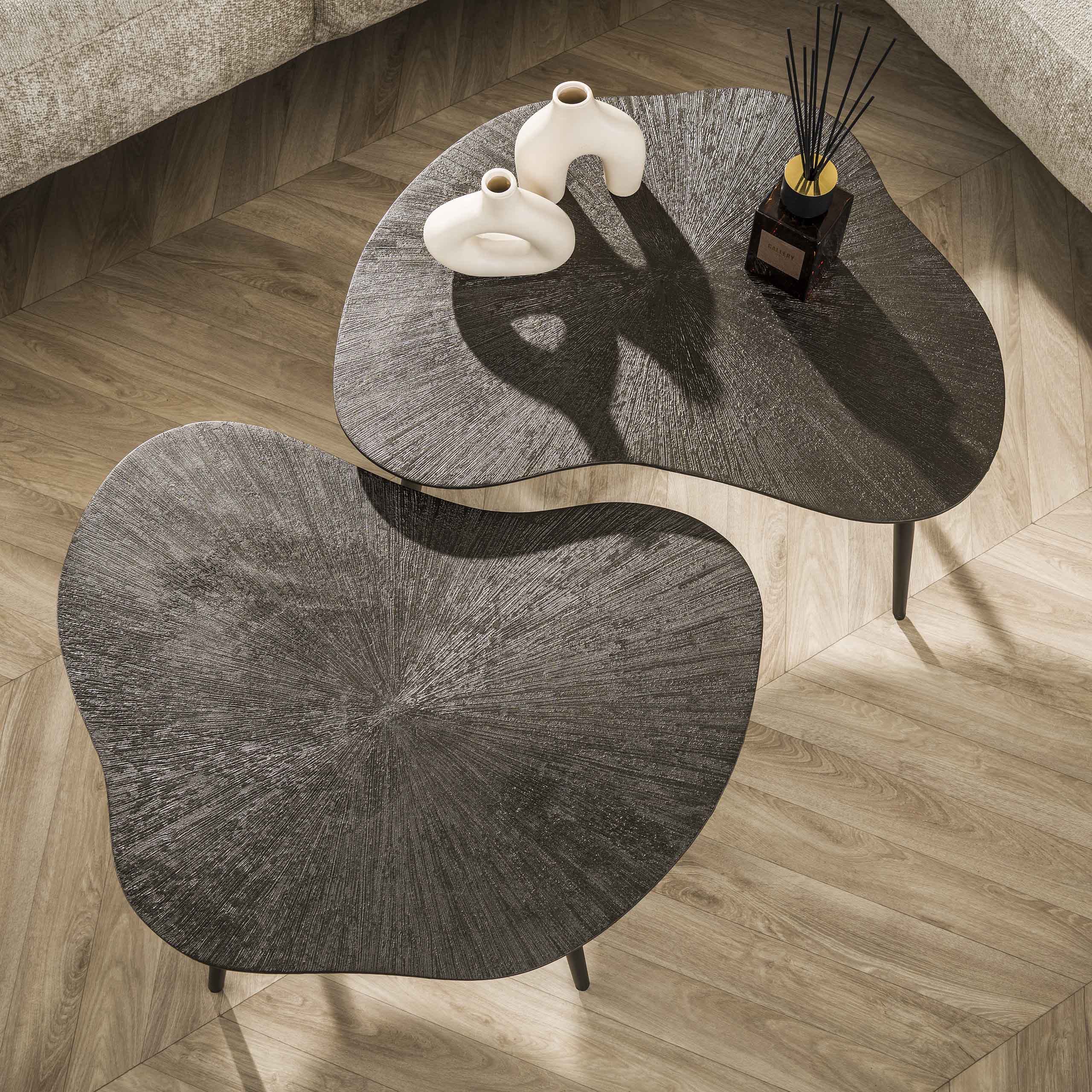 Salontafel Brown Ray organisch set van 2 / Donkerbruin brons – afbeelding 2