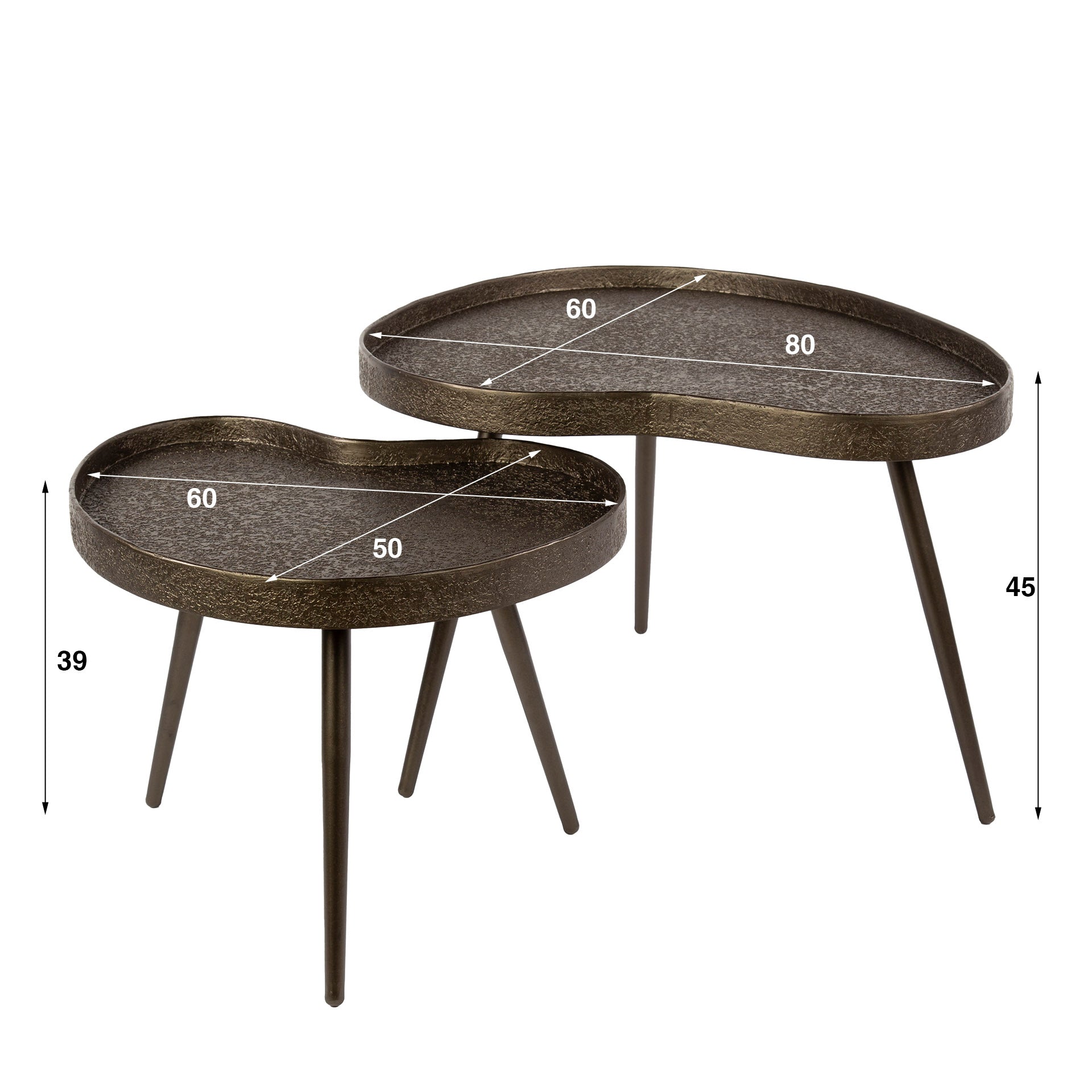 Salontafel niervormig set van 2 / Brons liquid metal – afbeelding 5