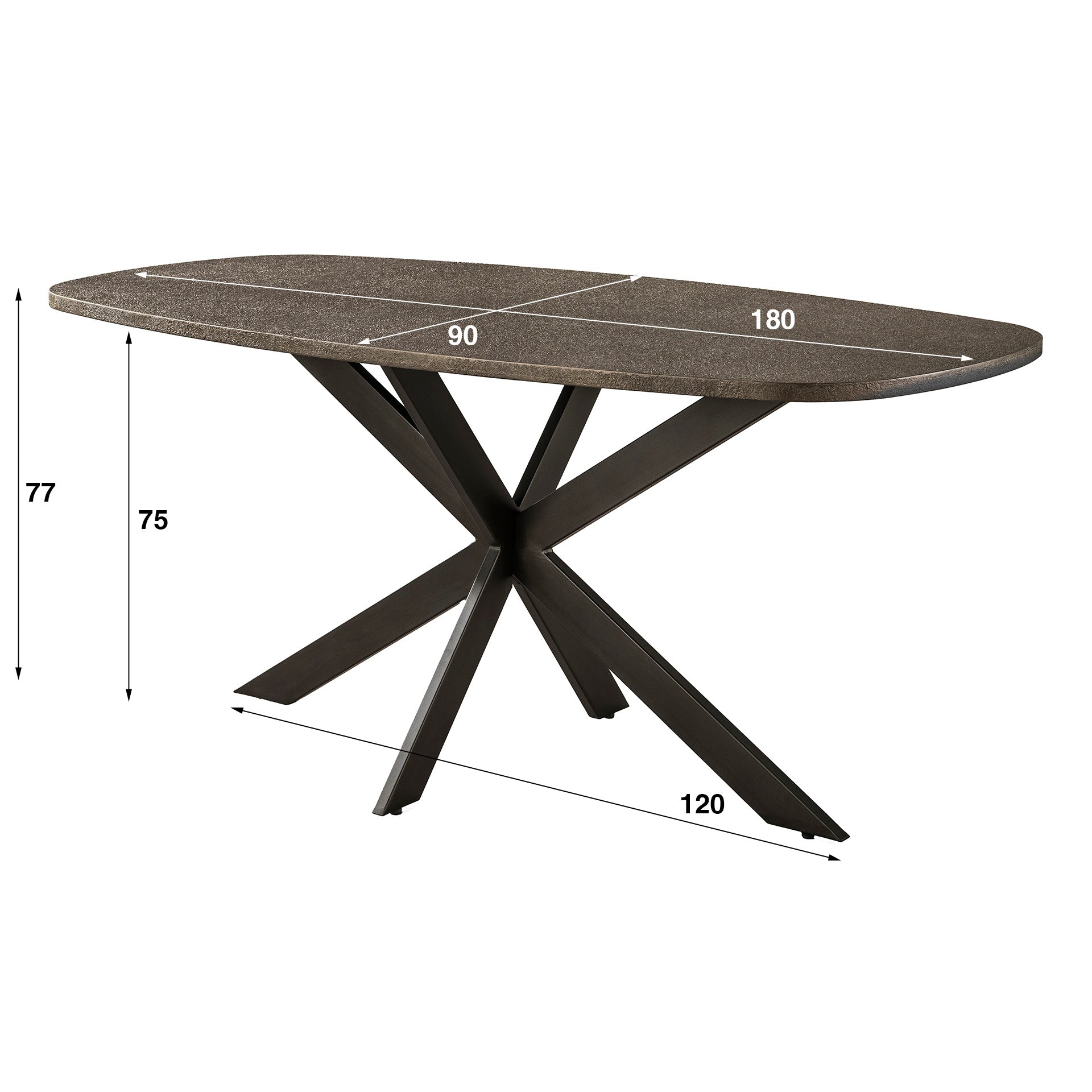 Eettafel Bronvik deens ovaal 180cm / Brons liquid metal – afbeelding 6