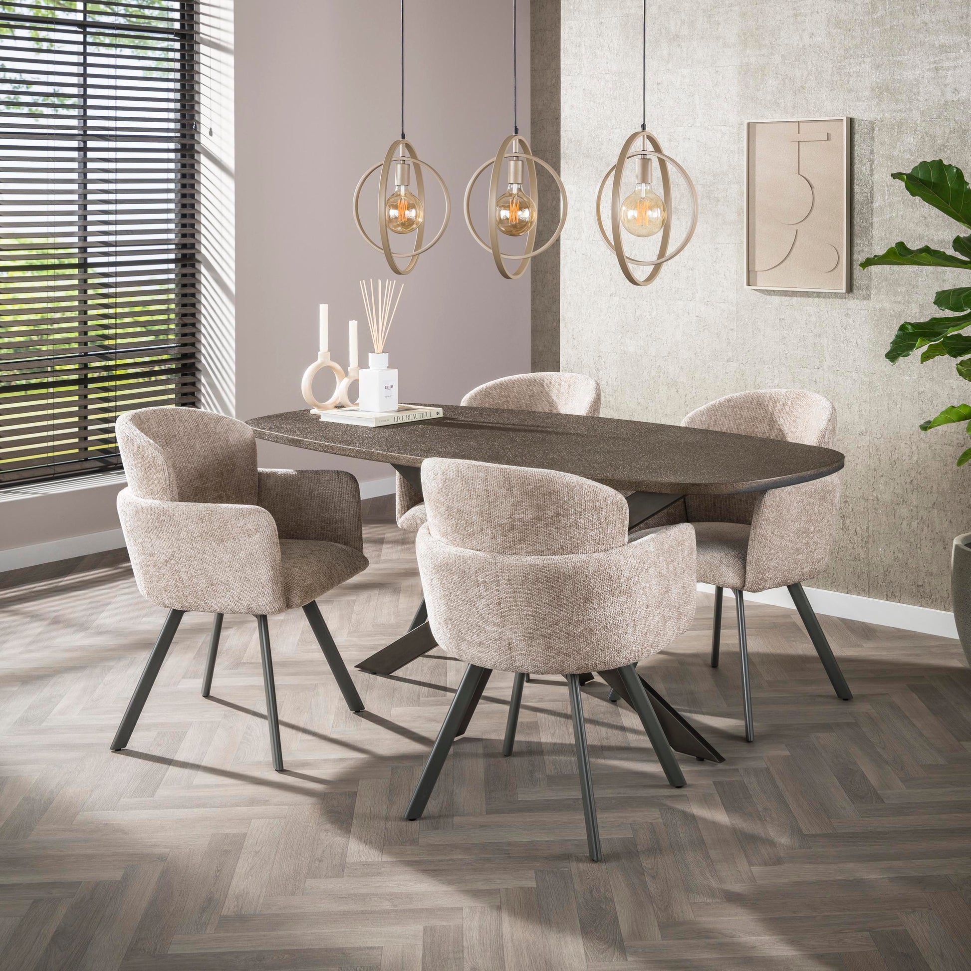 Eettafel Bronvik deens ovaal 180cm / Brons liquid metal – afbeelding 2