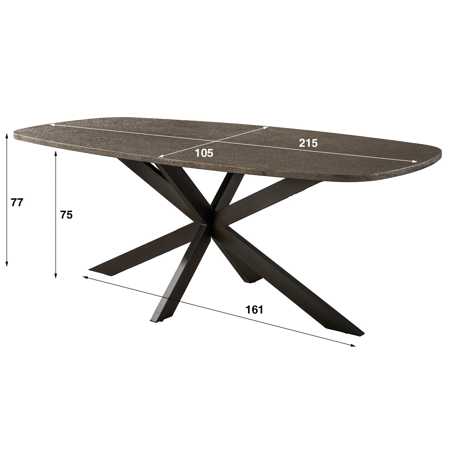 Eettafel Bronvik deens ovaal 215 cm / Brons liquid metal – afbeelding 10