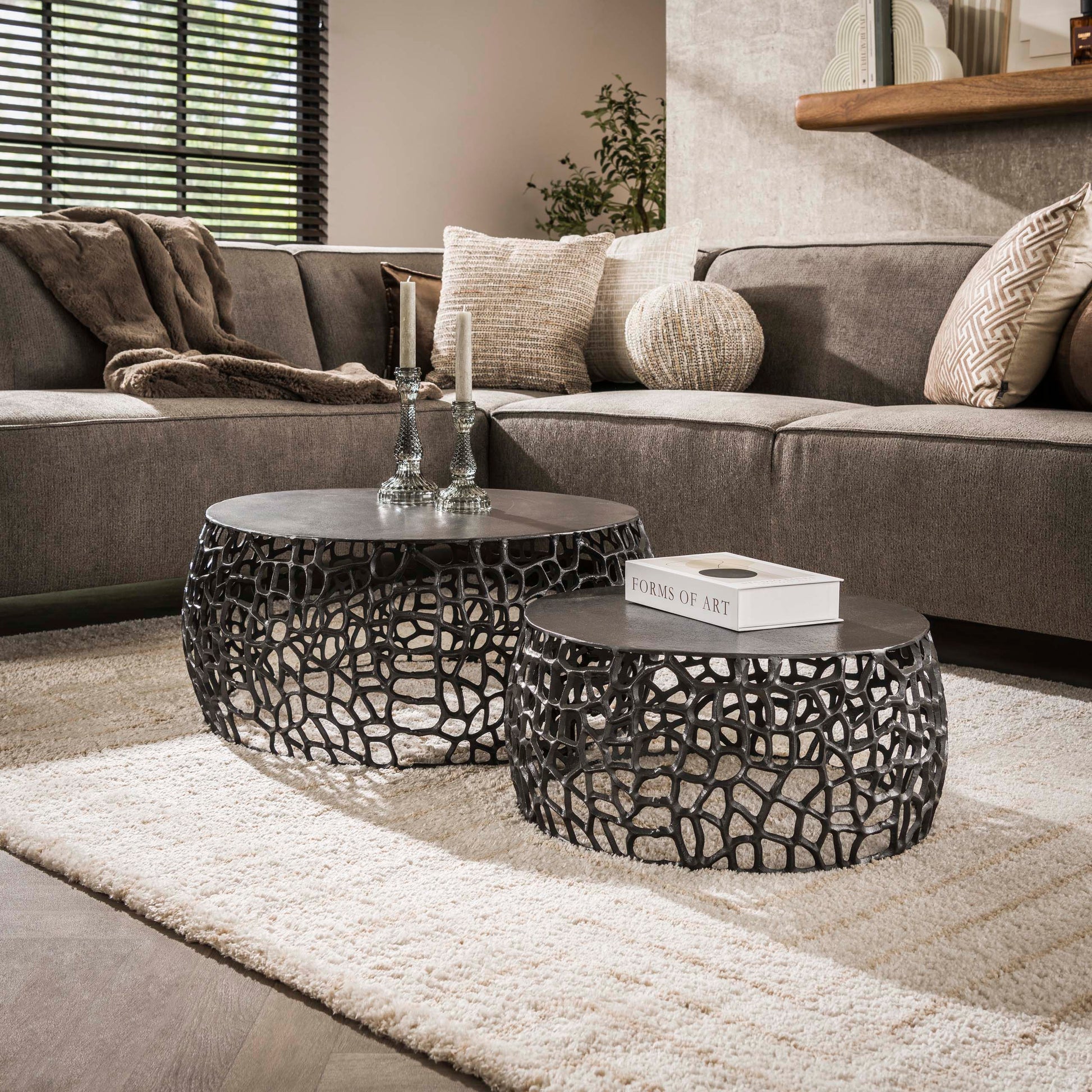 Salontafel Maze set van 2 / Zwart nikkel – afbeelding 1