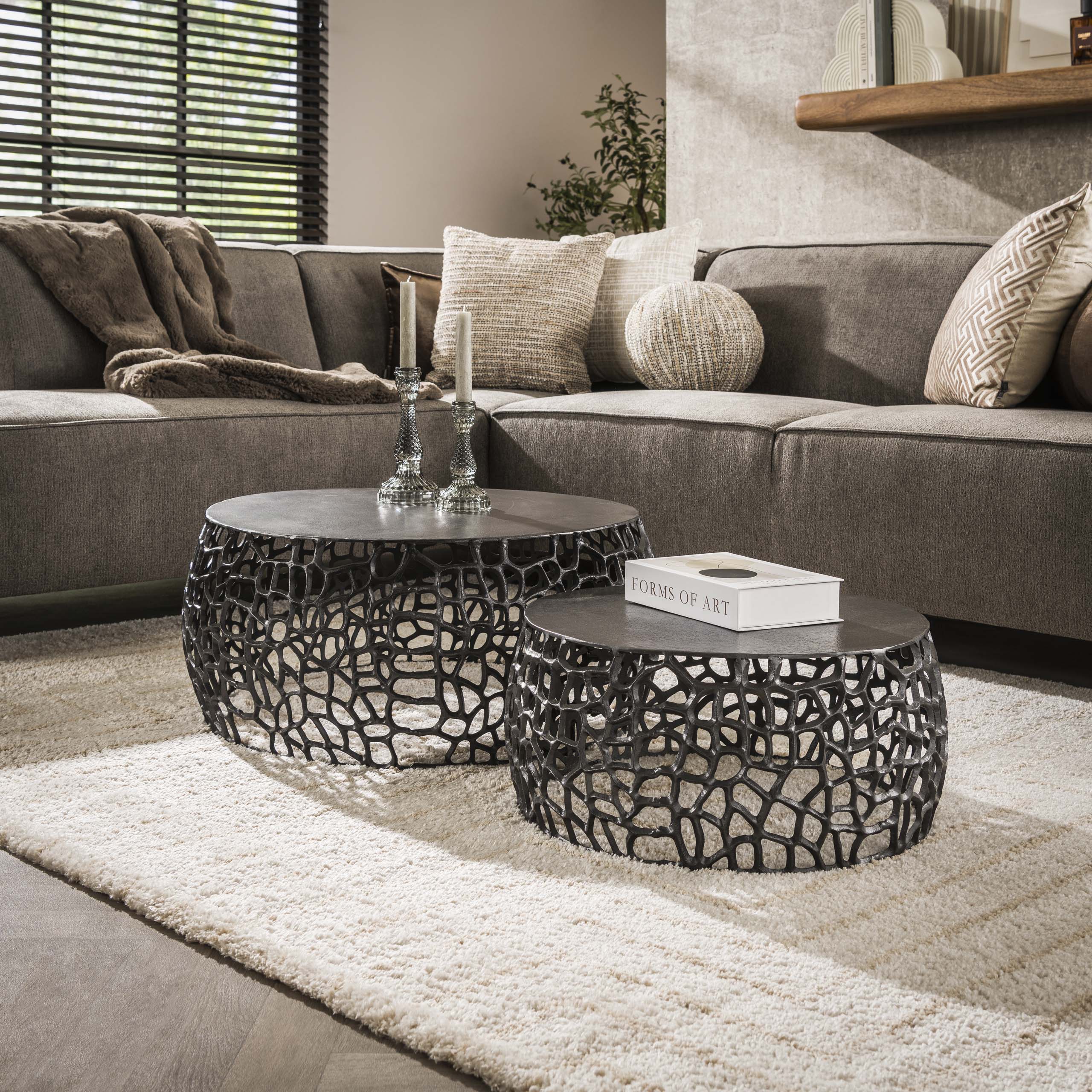 Salontafel Maze set van 2 / Zwart nikkel – afbeelding 1