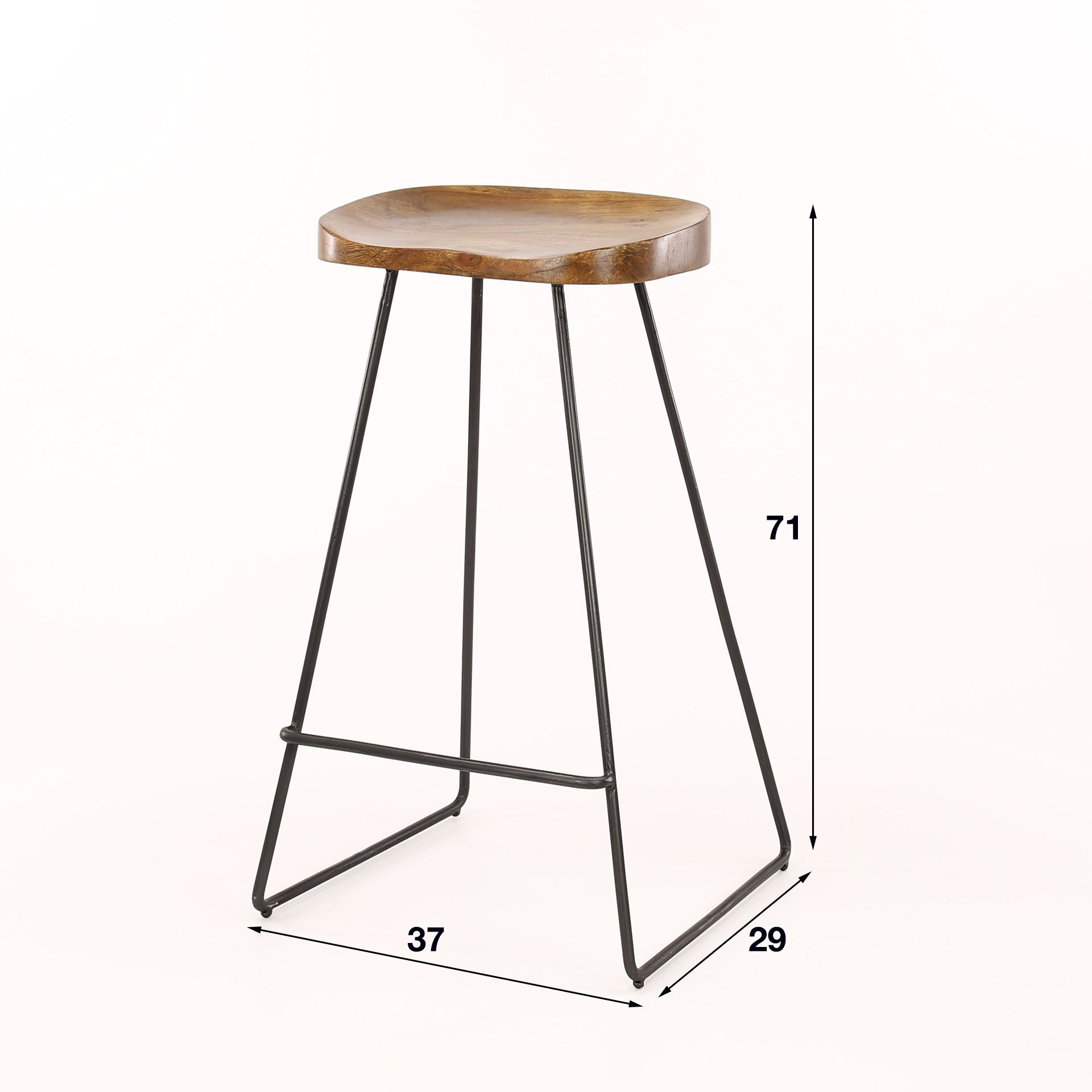 Barstoel Wooden Seat verpakt per 4 / Massief acacia – afbeelding 4