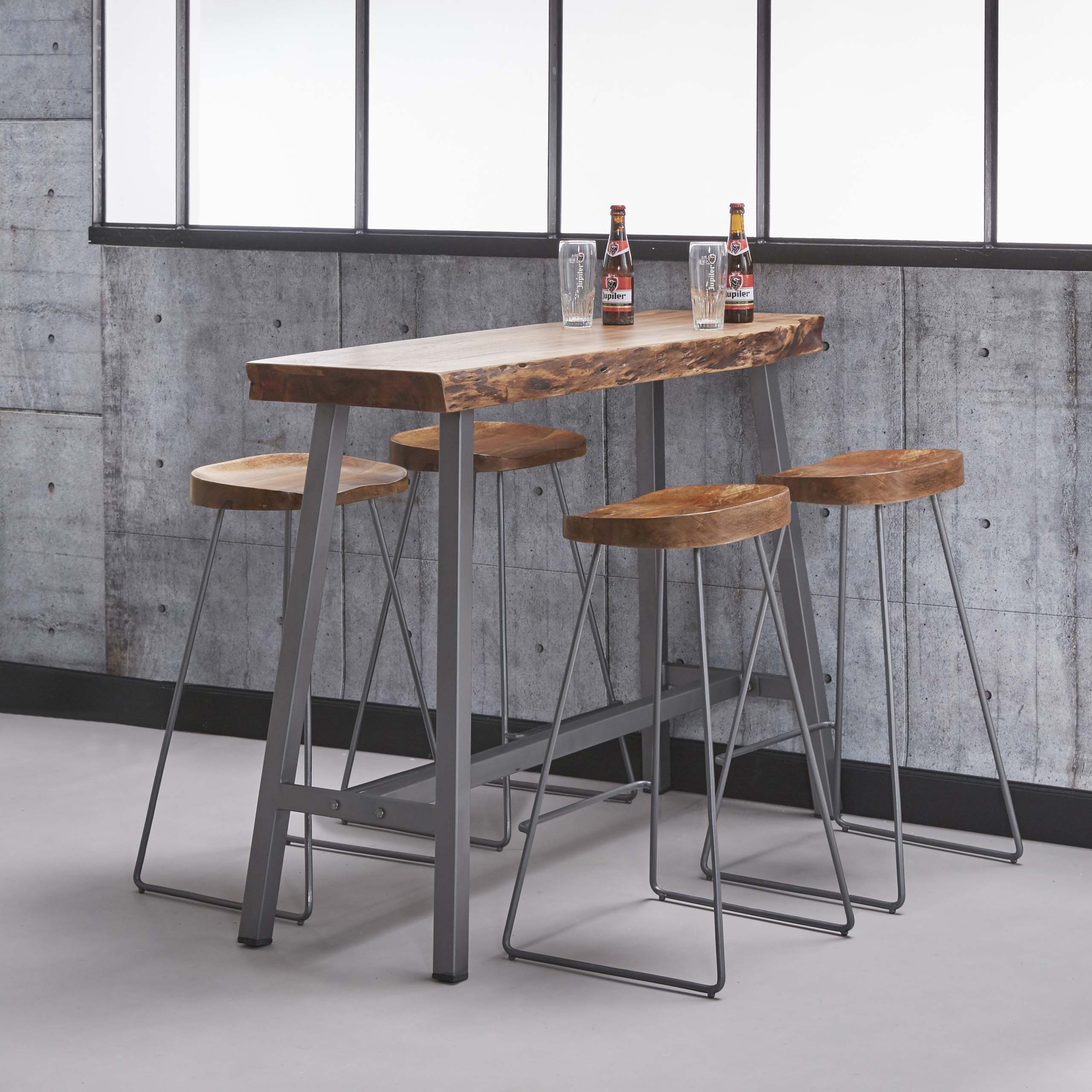 Barstoel Wooden Seat verpakt per 4 / Massief acacia – afbeelding 2