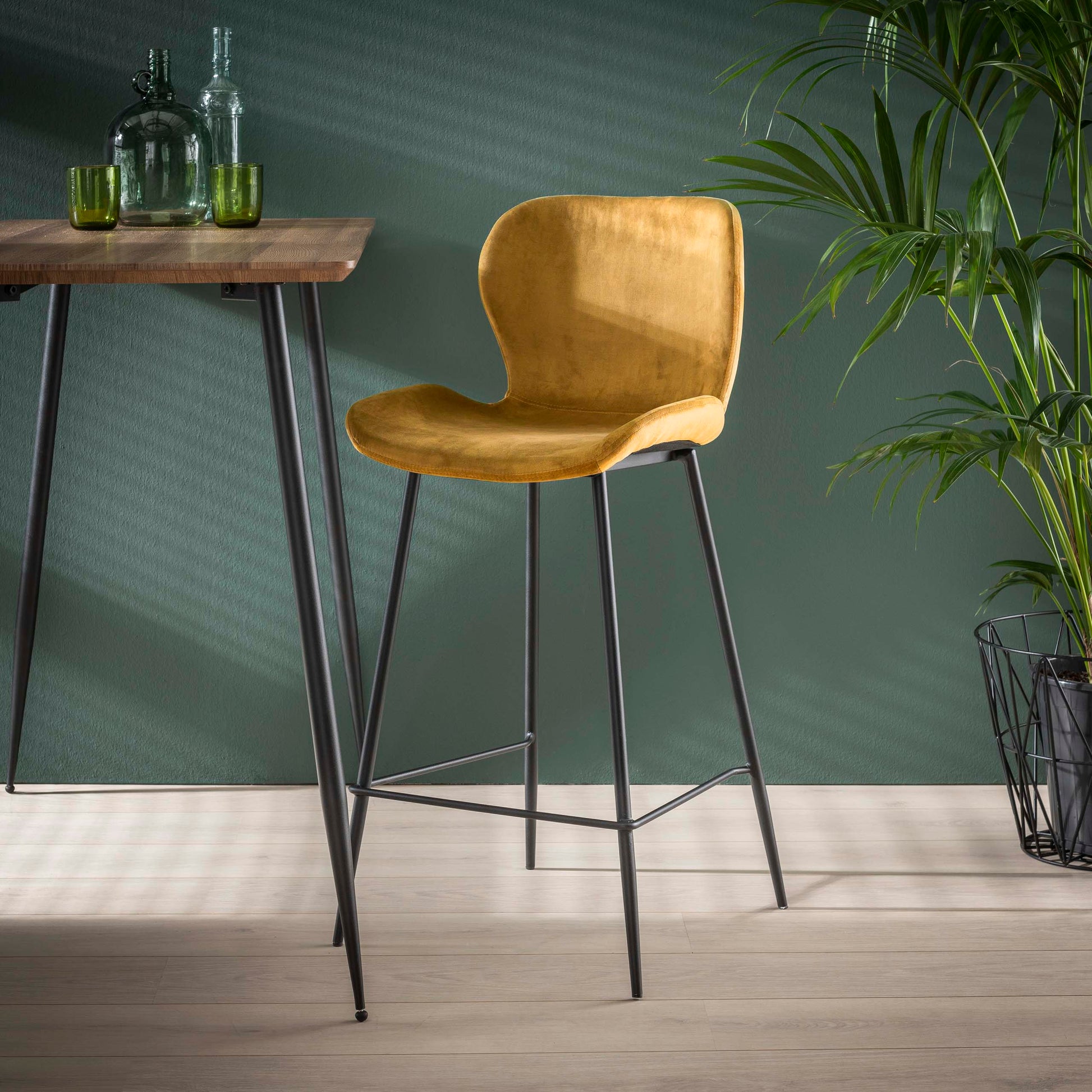 Barstoel Rondea verpakt per 4 / Velours goud – afbeelding 1