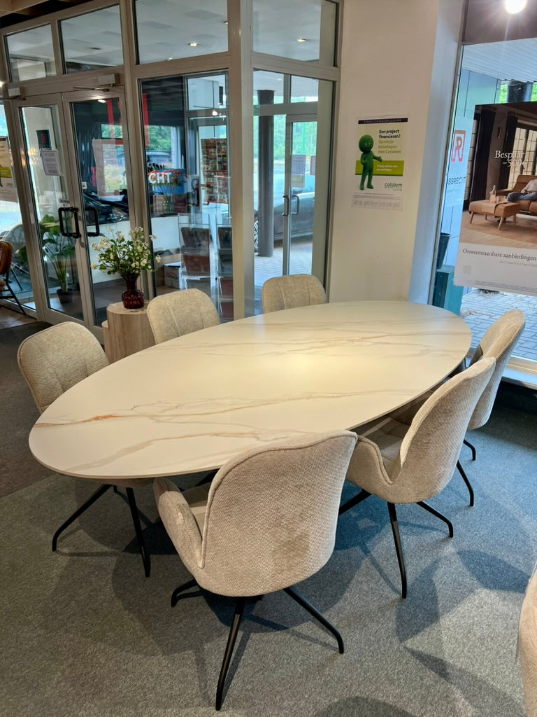 Keramische Tafel 240cm Ovaal - Wit keramiek