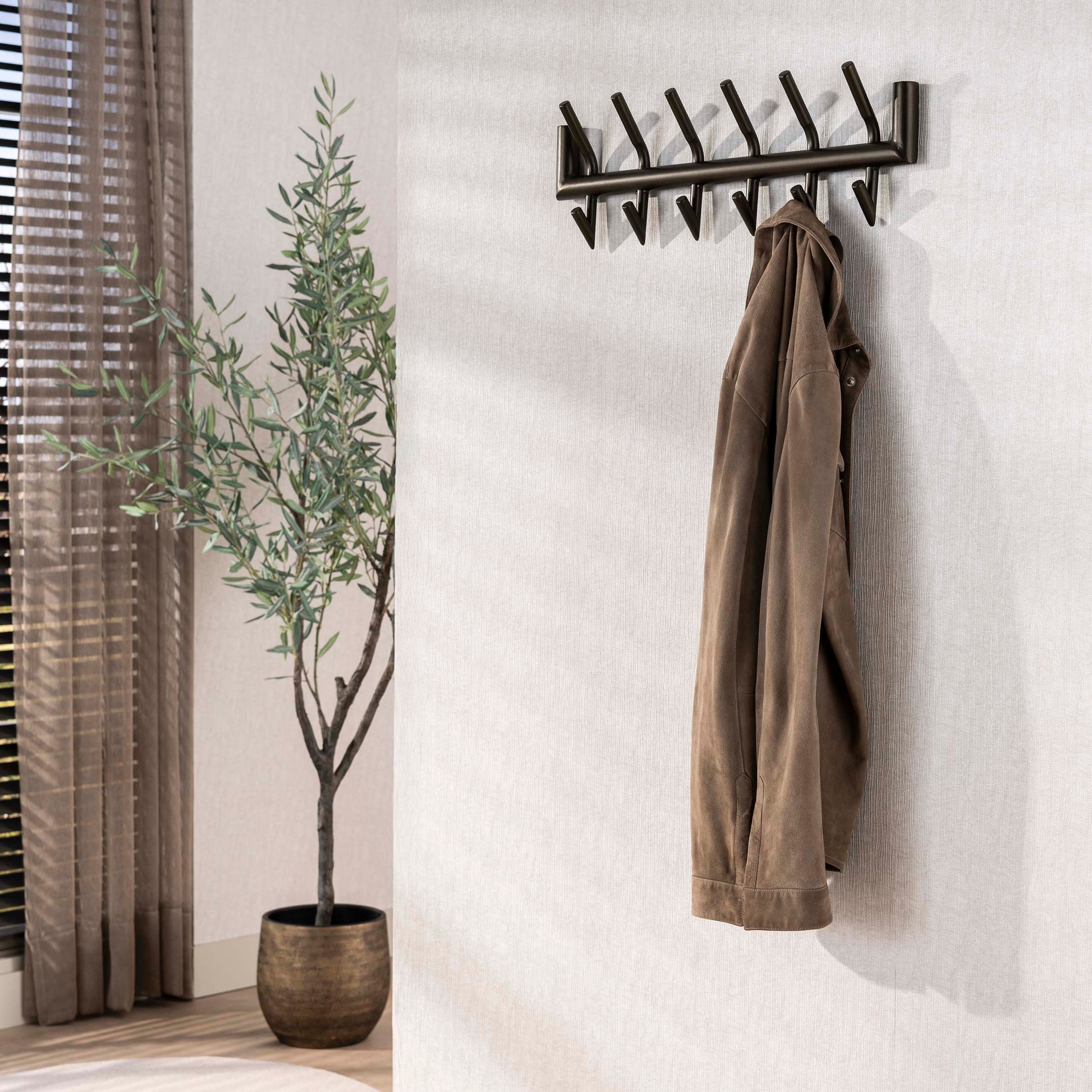 Kapstok Tubo 2x6 haken / Drift brown – afbeelding 1