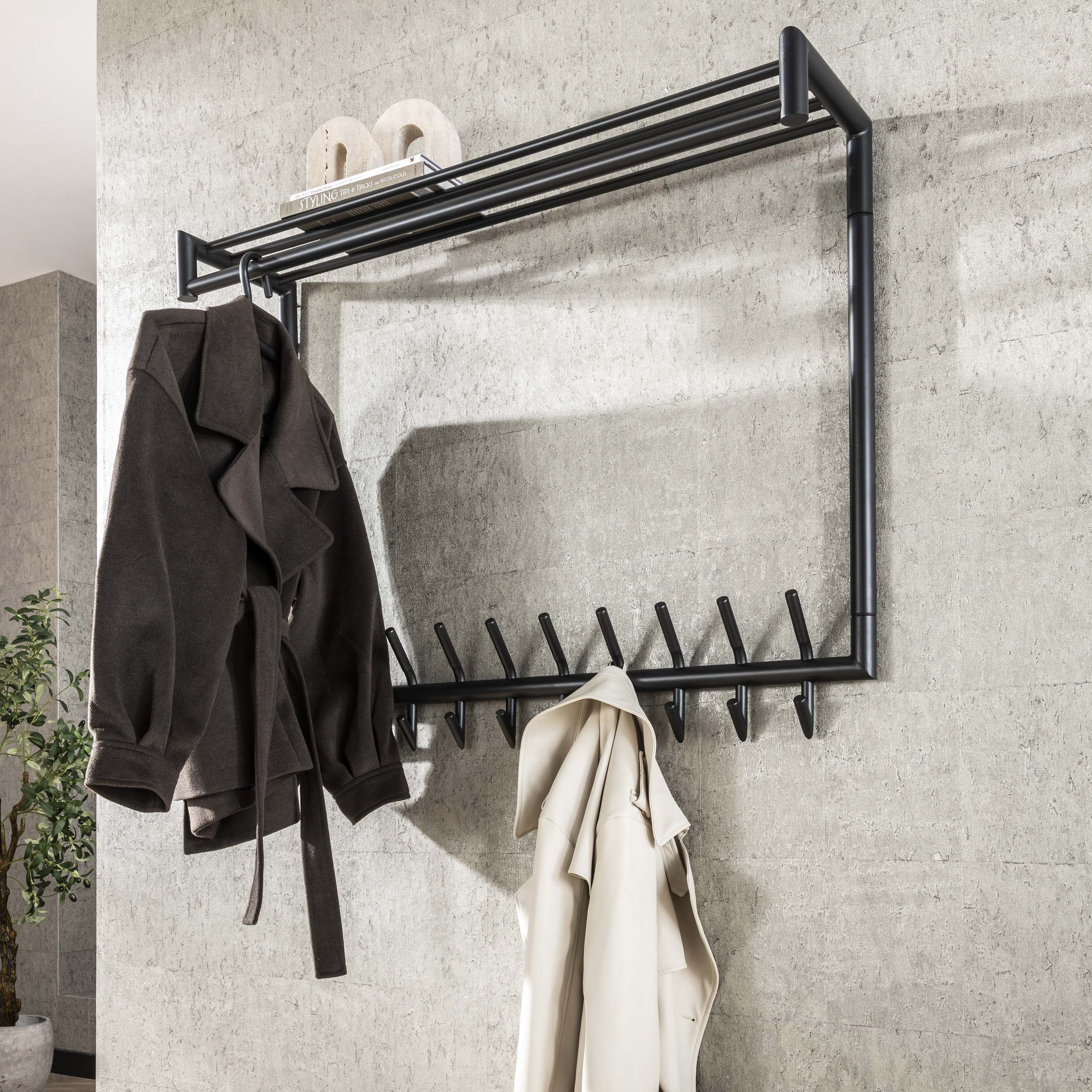Kapstok Tubo hoog roede en hoedenplank 2x10 haken / Mat donkergrijs – afbeelding 1