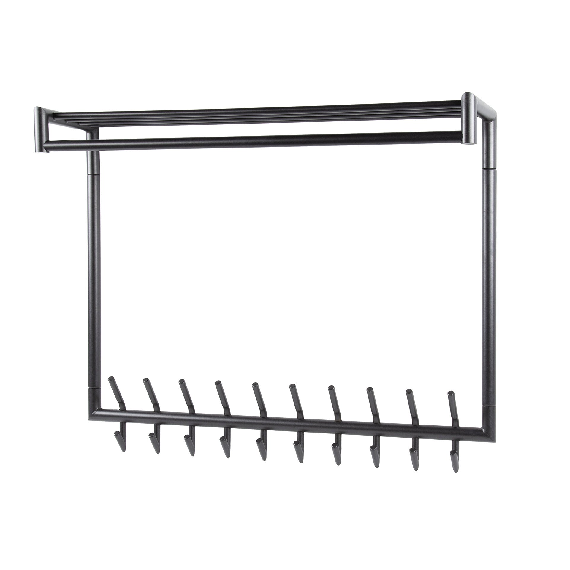 Kapstok Tubo hoog roede en hoedenplank 2x10 haken / Mat donkergrijs – afbeelding 3