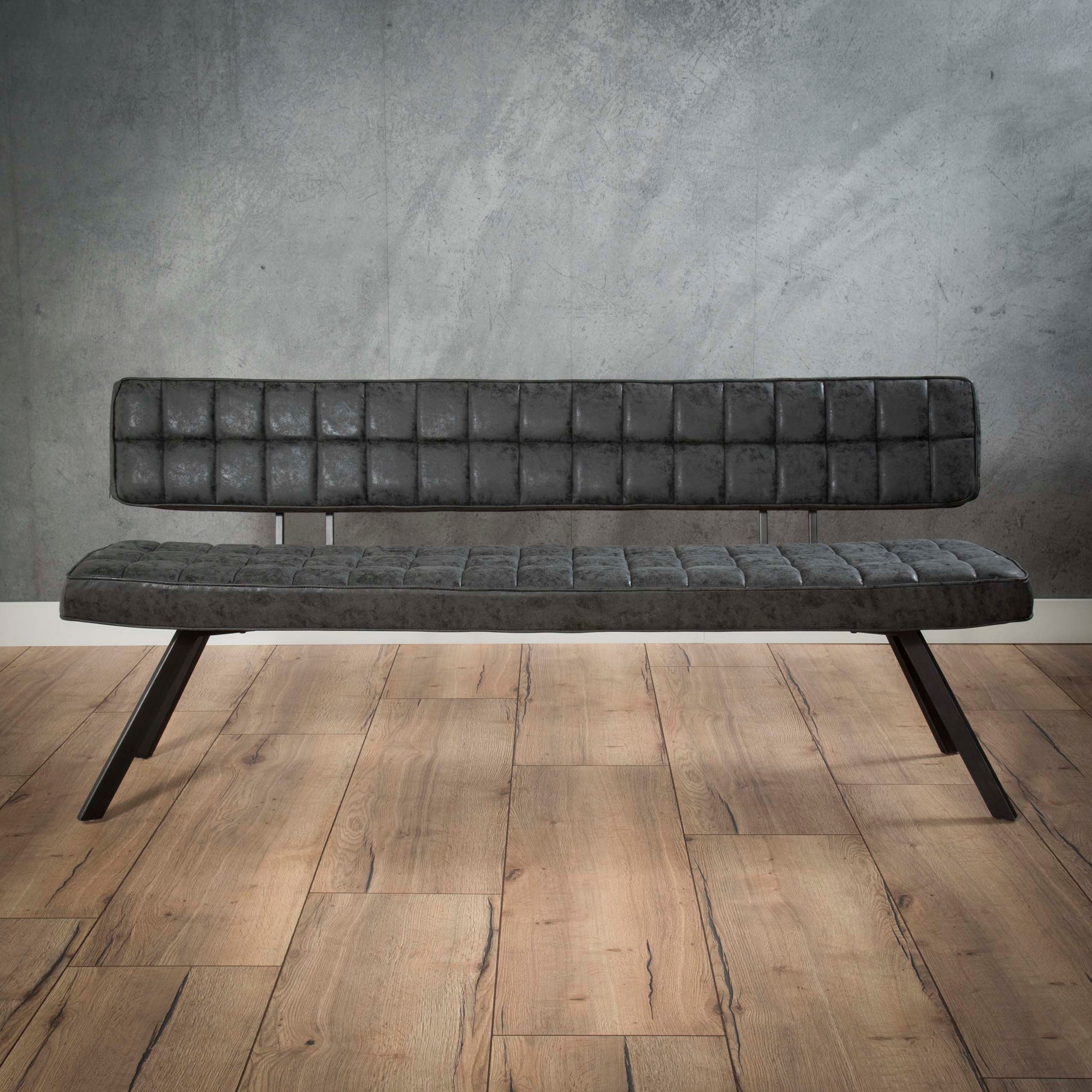 Eetkamerbank 180cm / Wax PU Zwart – afbeelding 1