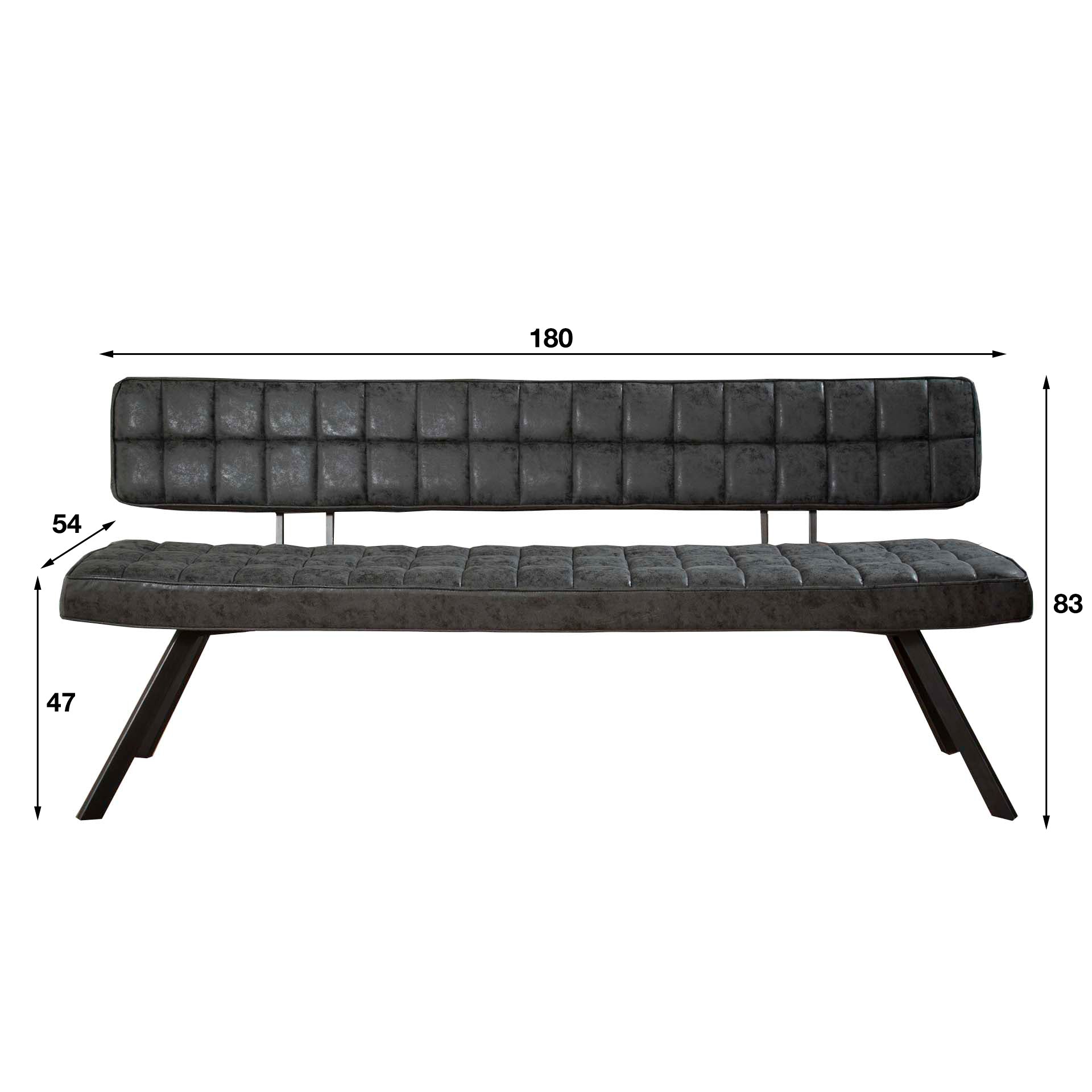Eetkamerbank 180cm / Wax PU Zwart – afbeelding 6