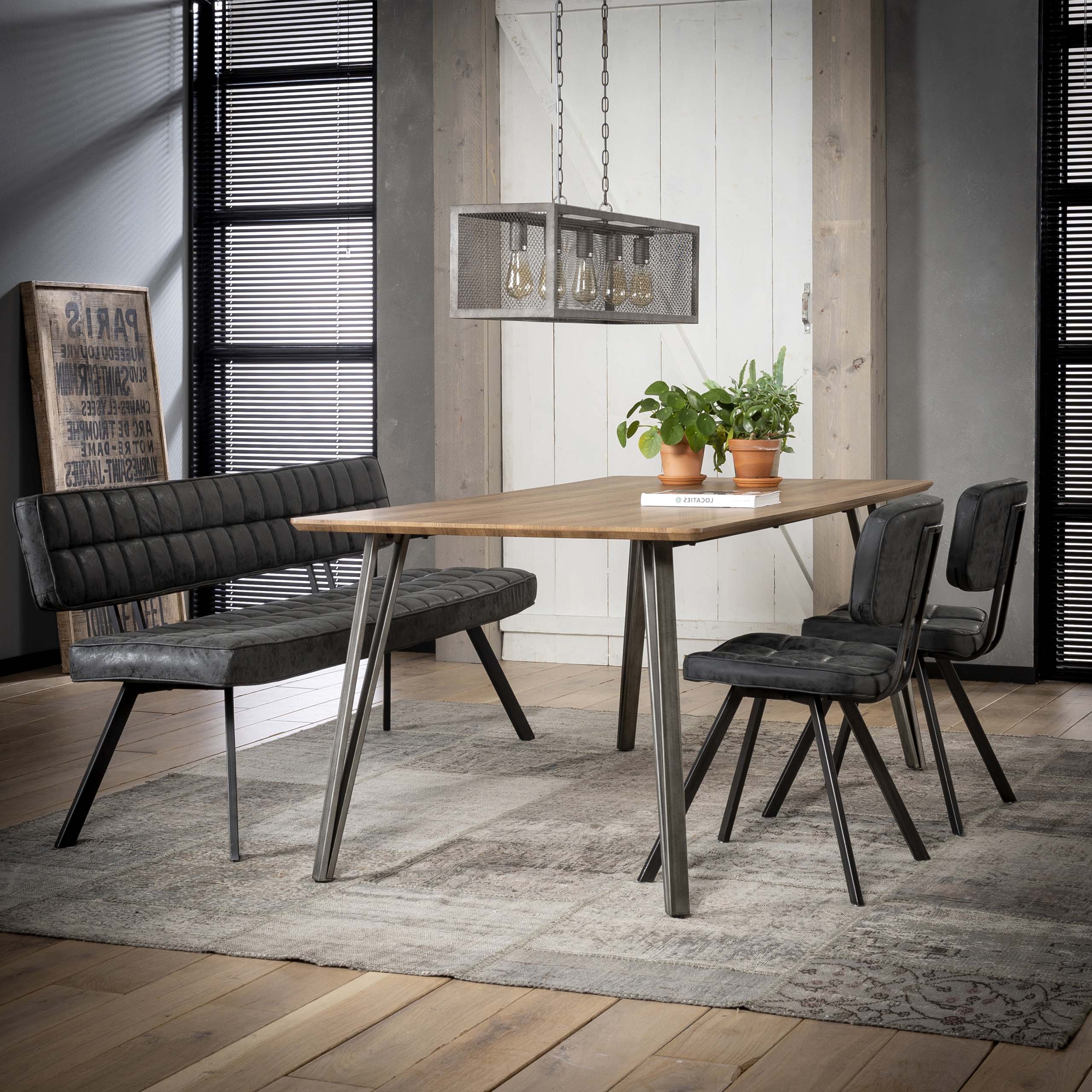 Eetkamerbank 180cm / Wax PU Zwart – afbeelding 2