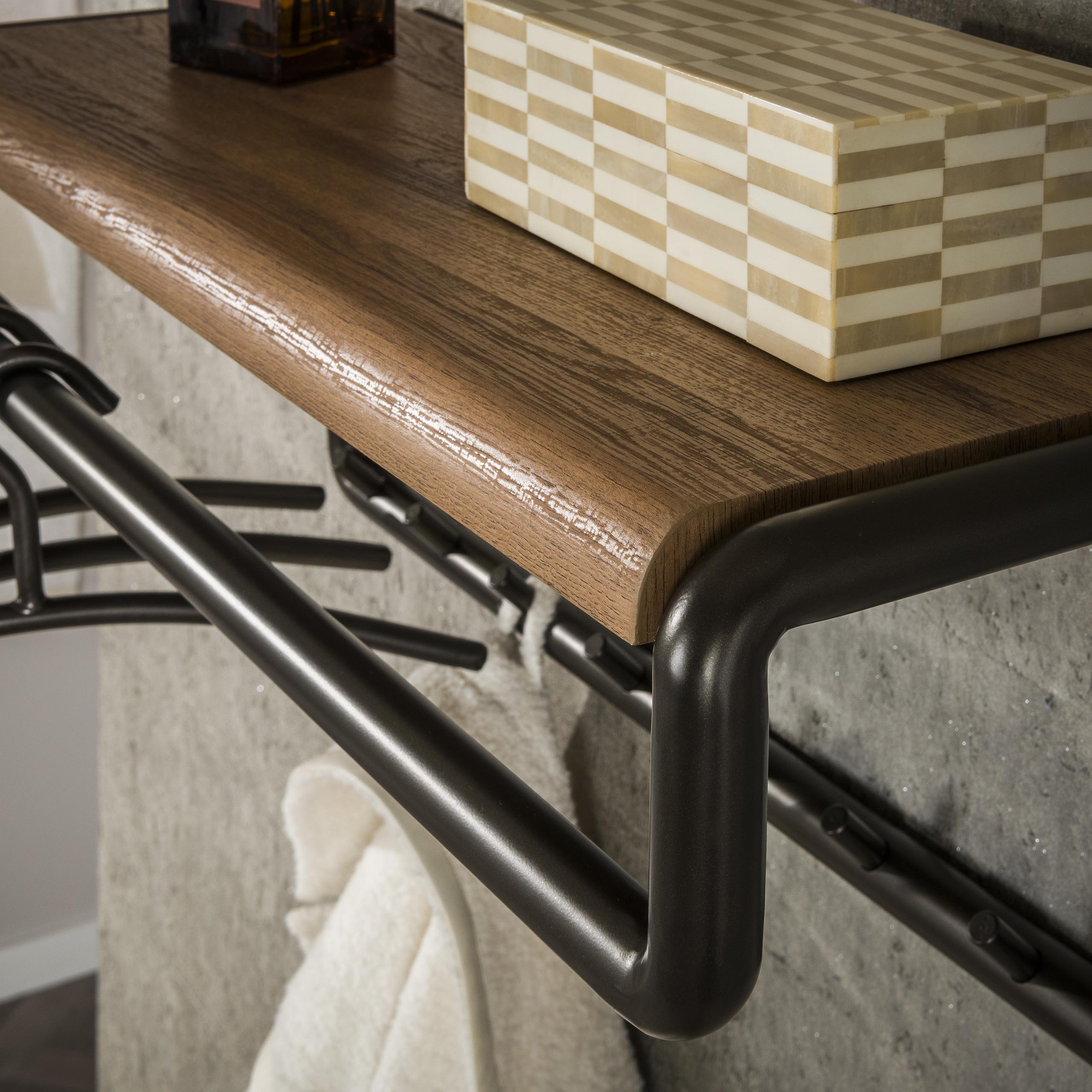 Kapstok Luno roede en hoedenplank 8 haken / Drift brown – afbeelding 4