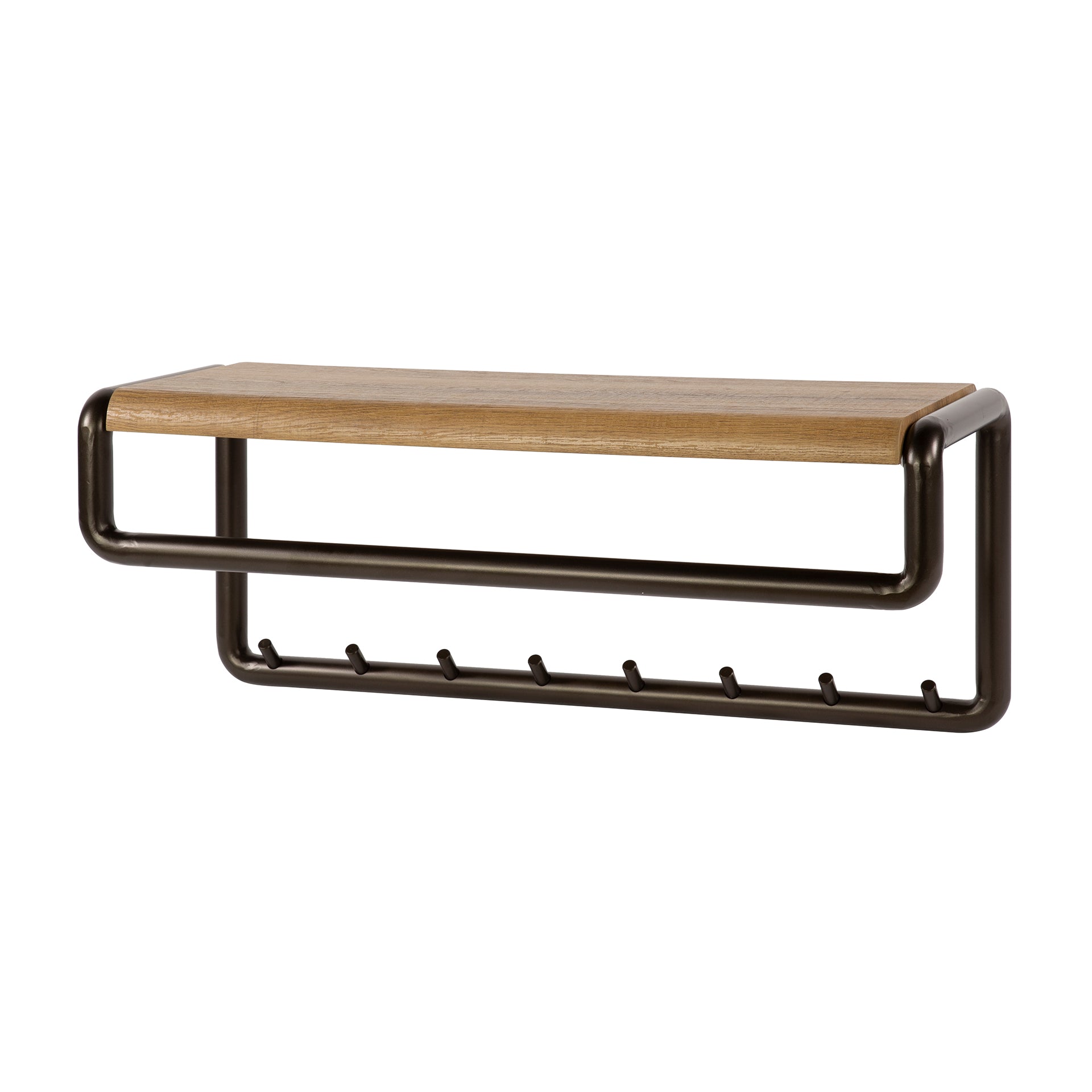 Kapstok Luno roede en hoedenplank 8 haken / Drift brown – afbeelding 5