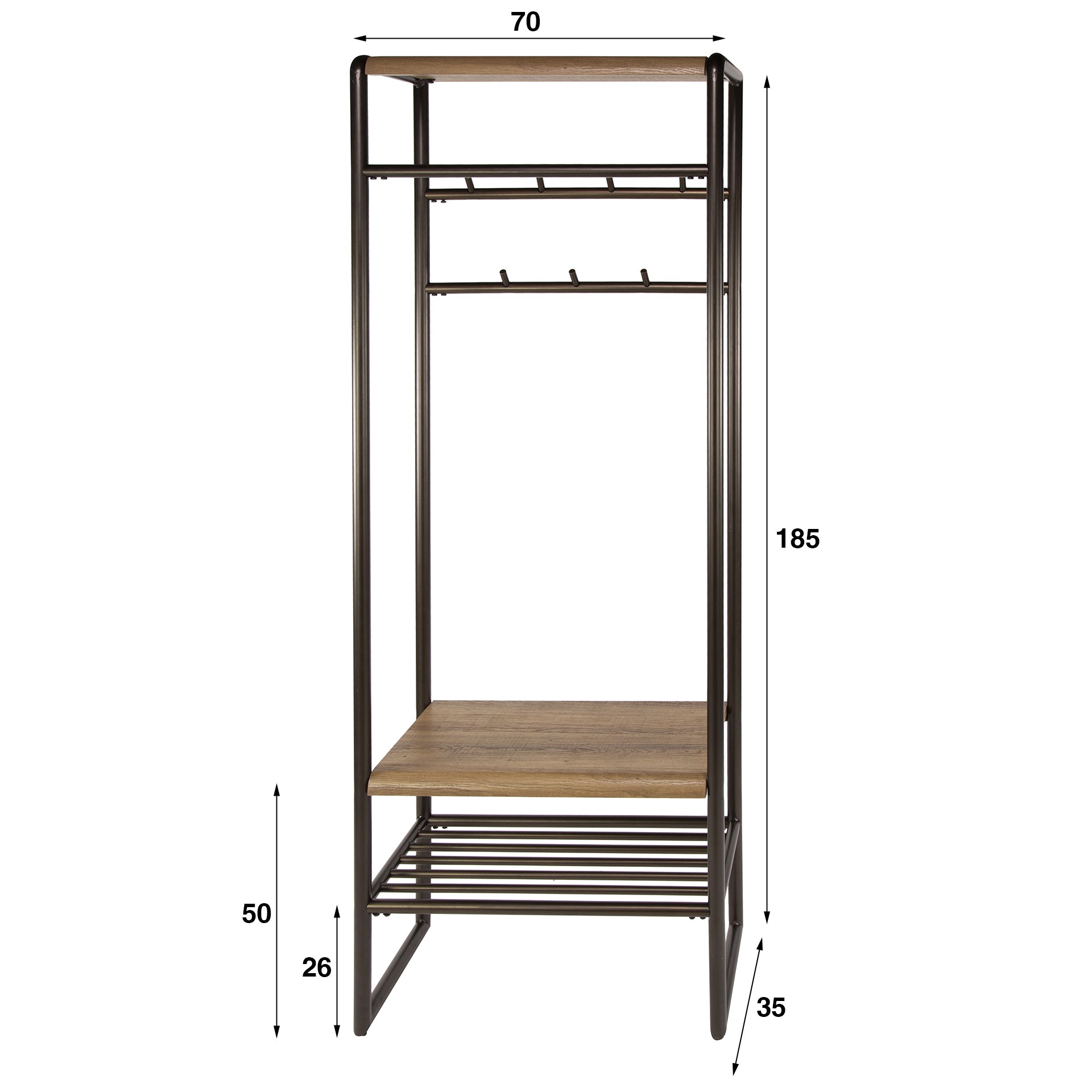 Garderobemeubel Luno 70cm / Drift brown – afbeelding 6