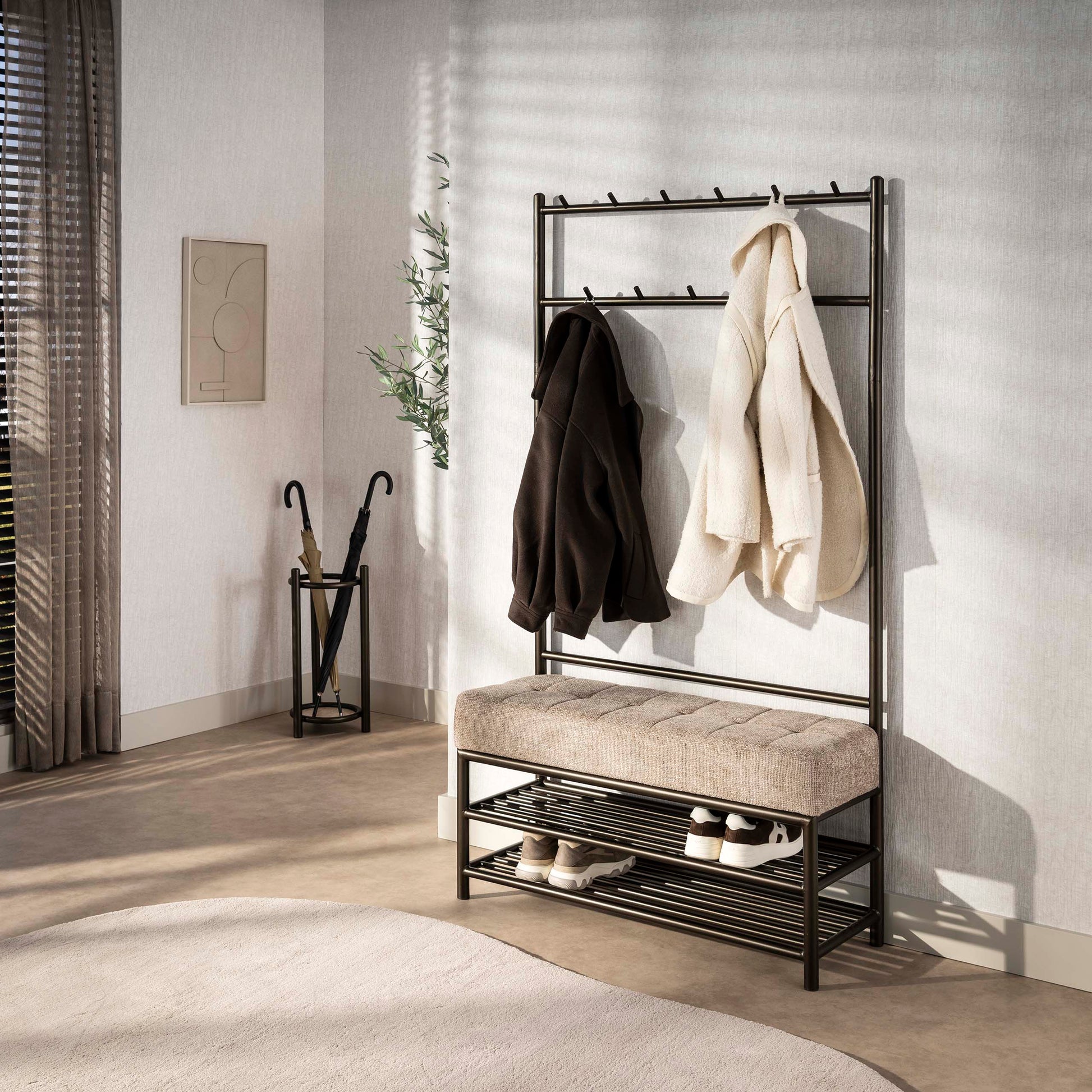 Garderobebank Luno 100cm / Drift brown – afbeelding 1