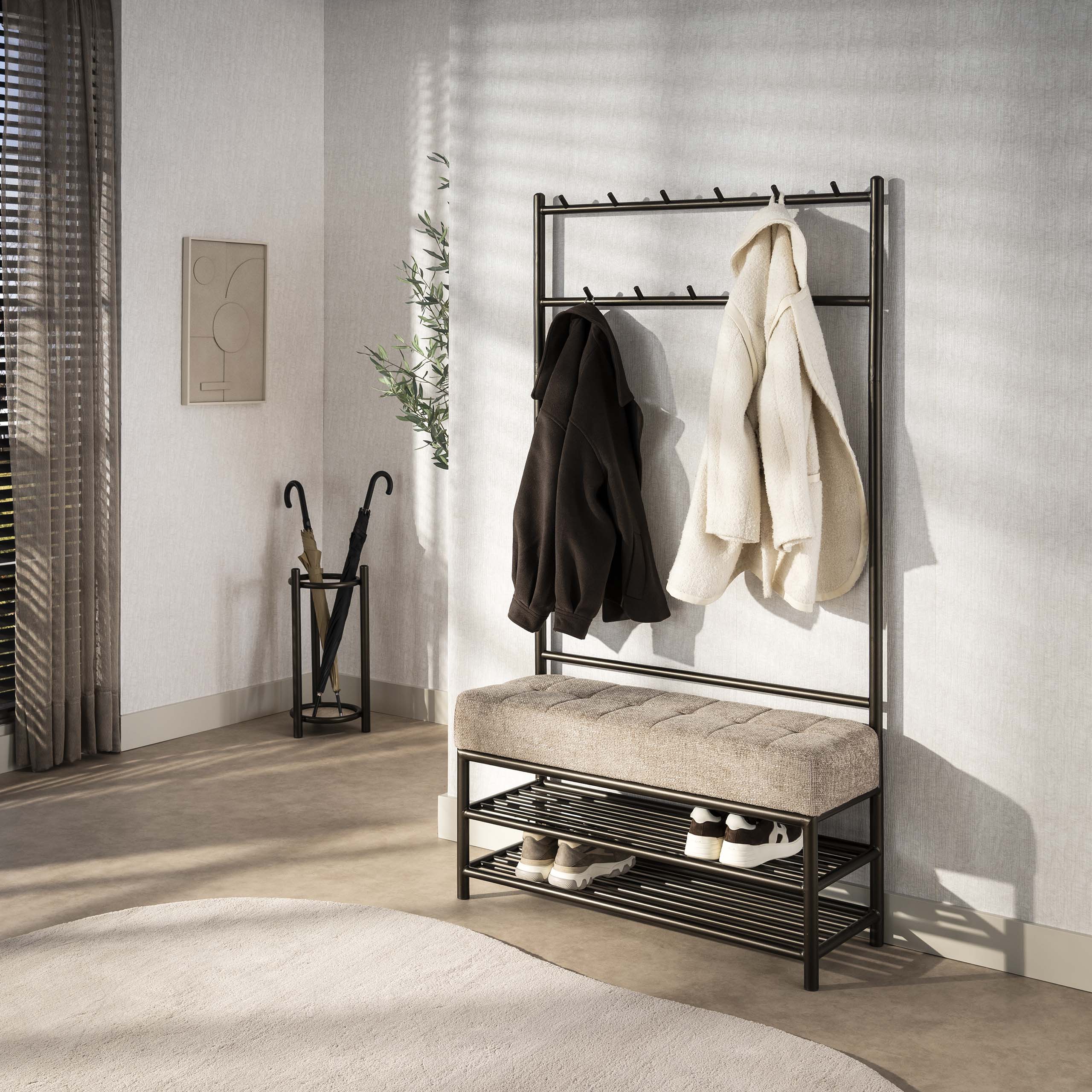 Garderobebank Luno 100cm / Drift brown – afbeelding 1