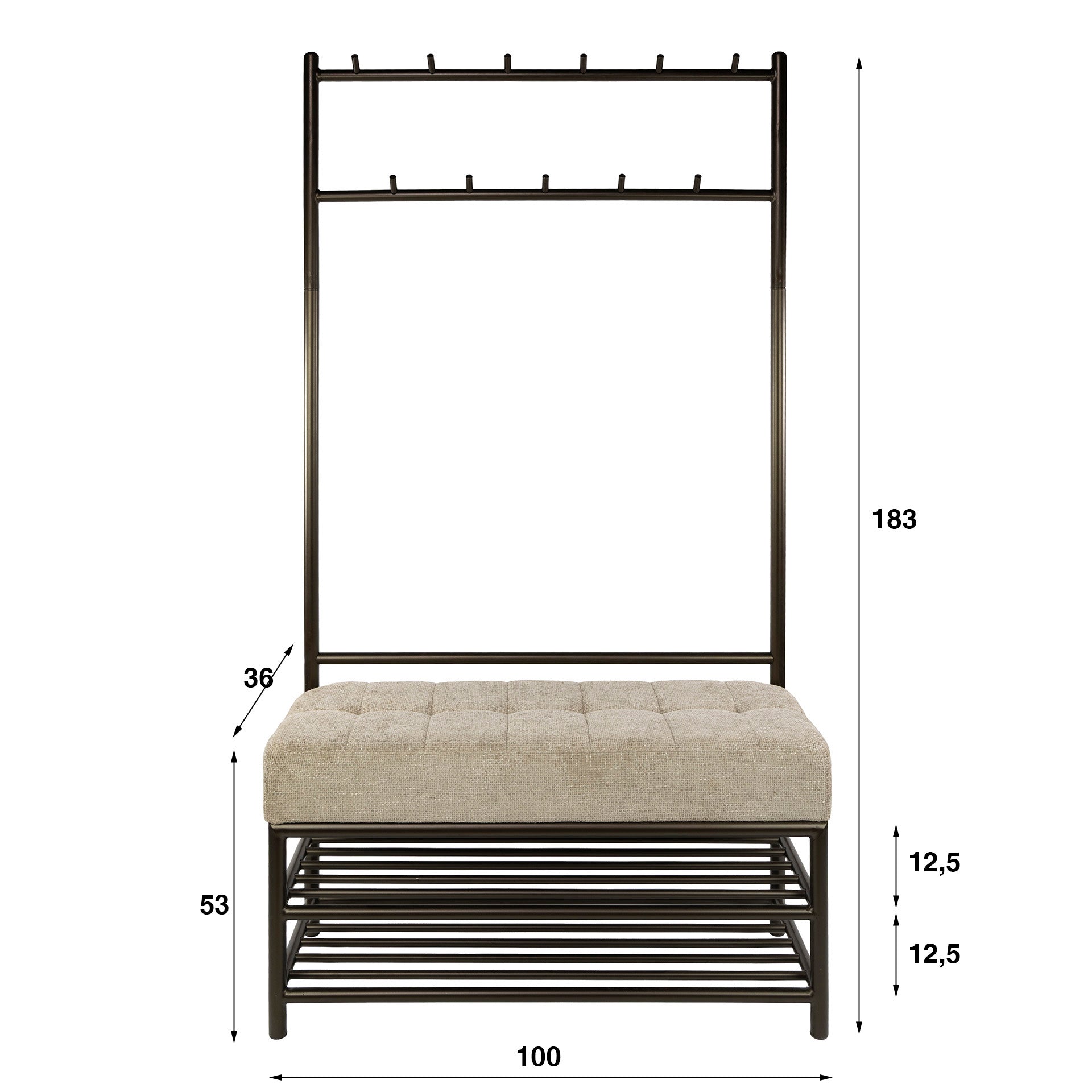 Garderobebank Luno 100cm / Drift brown – afbeelding 4