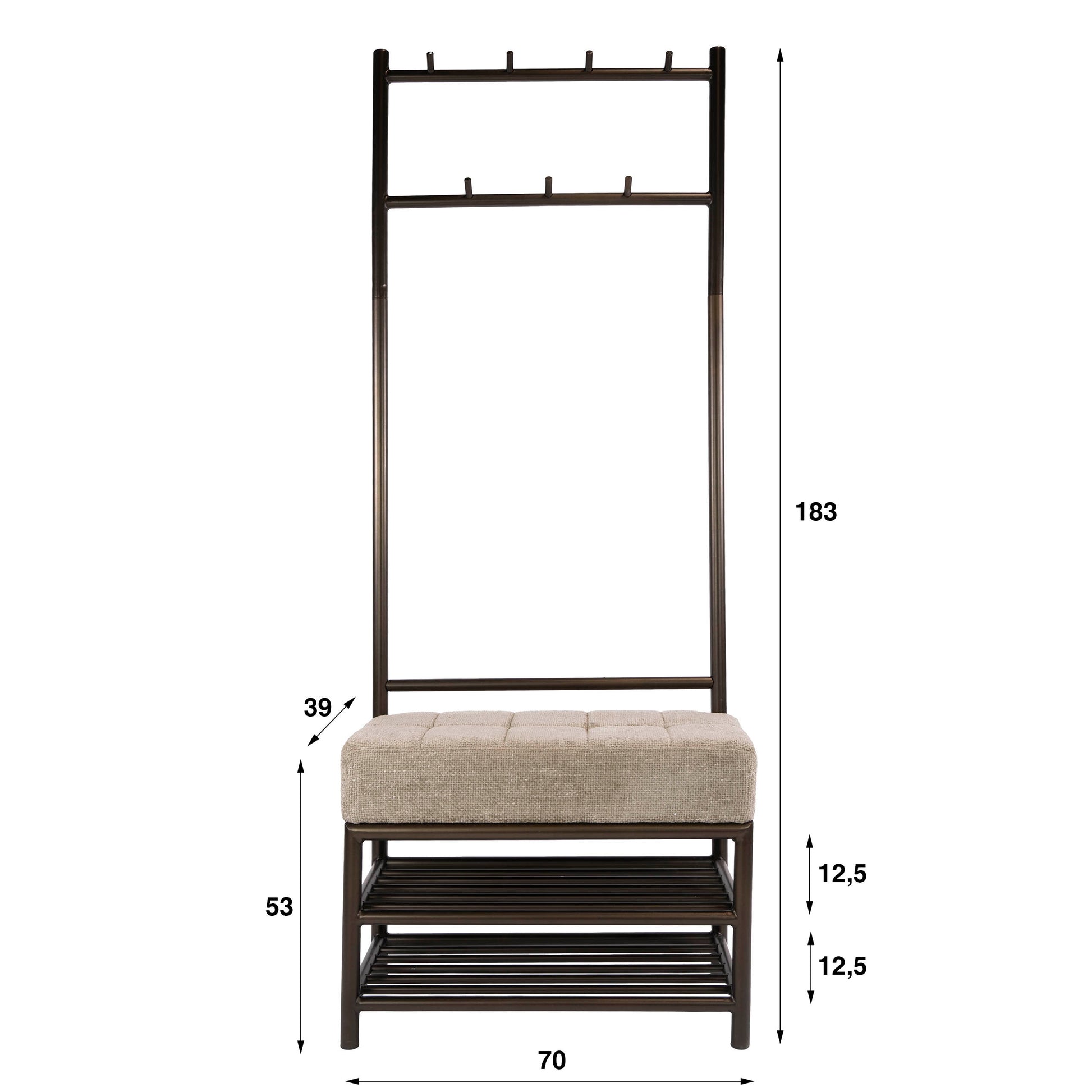 Garderobebank Luno 70cm / Drift brown – afbeelding 4