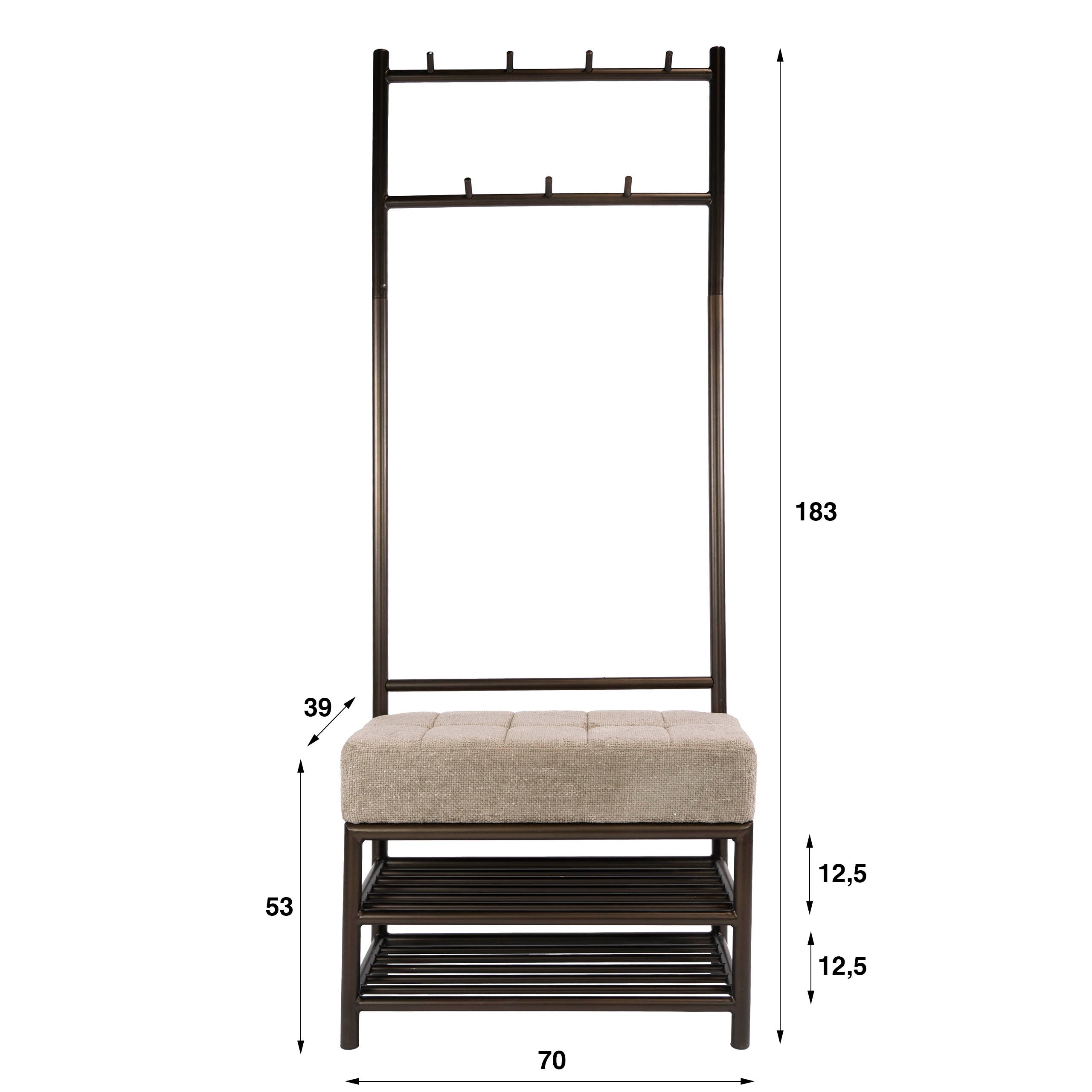 Garderobebank Luno 70cm / Drift brown – afbeelding 4