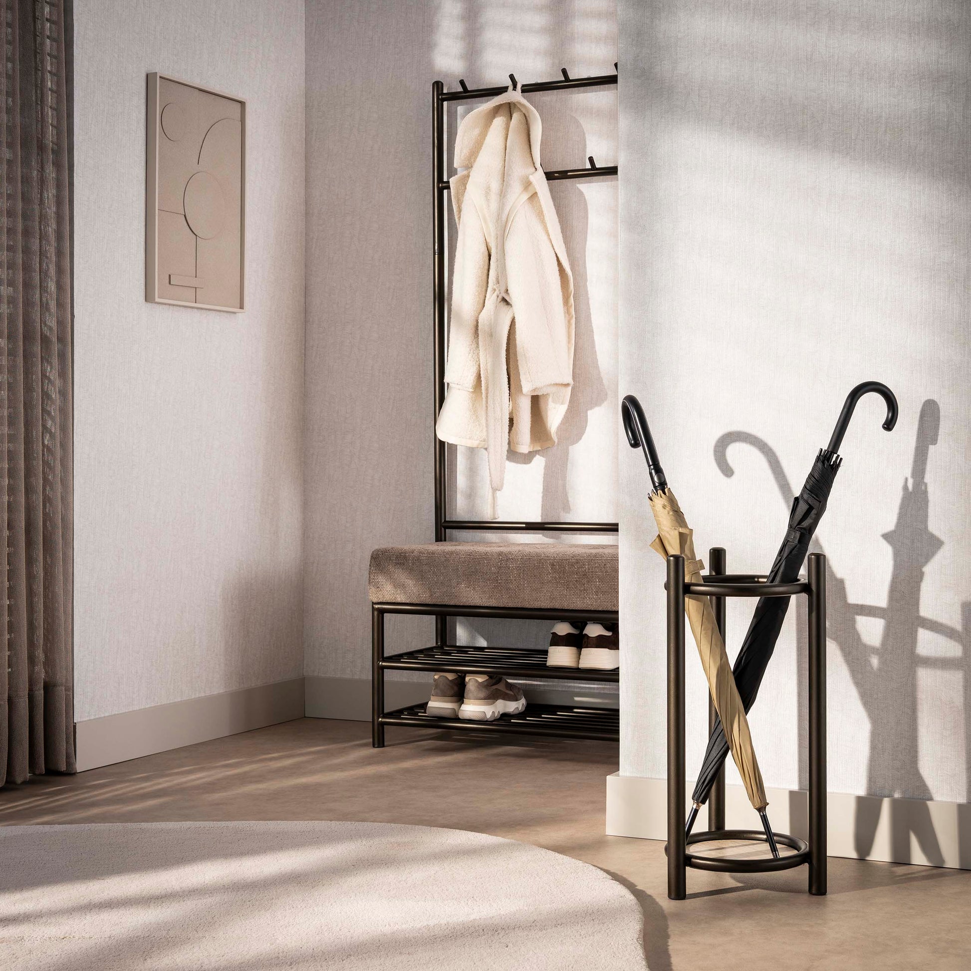 Paraplubak Luno rond / Drift brown – afbeelding 1