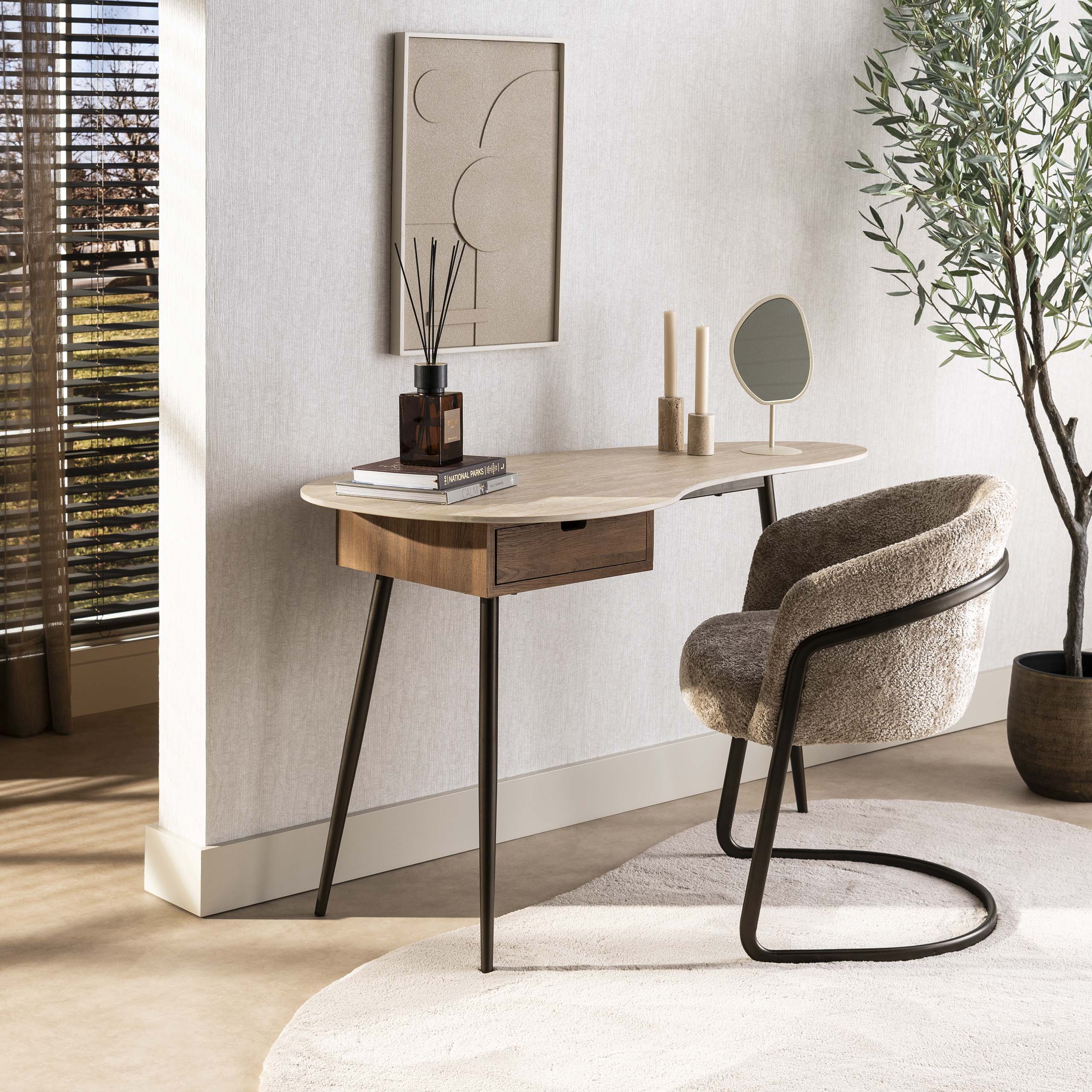 Kaptafel Travino 1 lade / Keramiek travertin – afbeelding 1