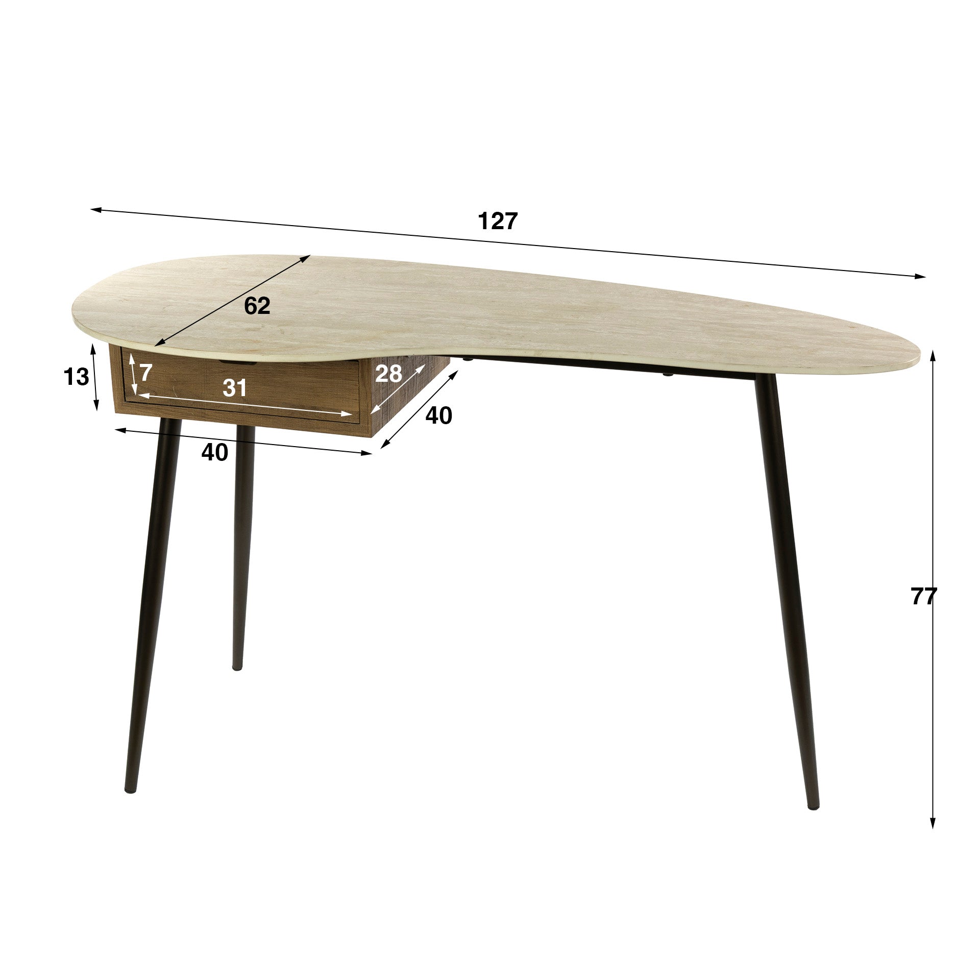 Kaptafel Travino 1 lade / Keramiek travertin – afbeelding 5