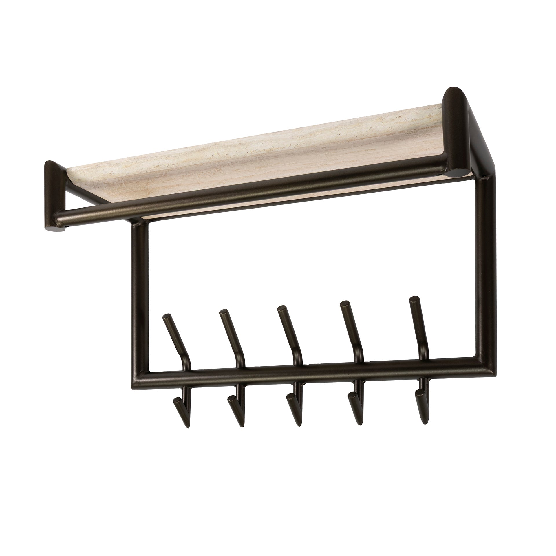 Kapstok Terra roede en hoedenplank 2x5 haken / Melamine travertine – afbeelding 5