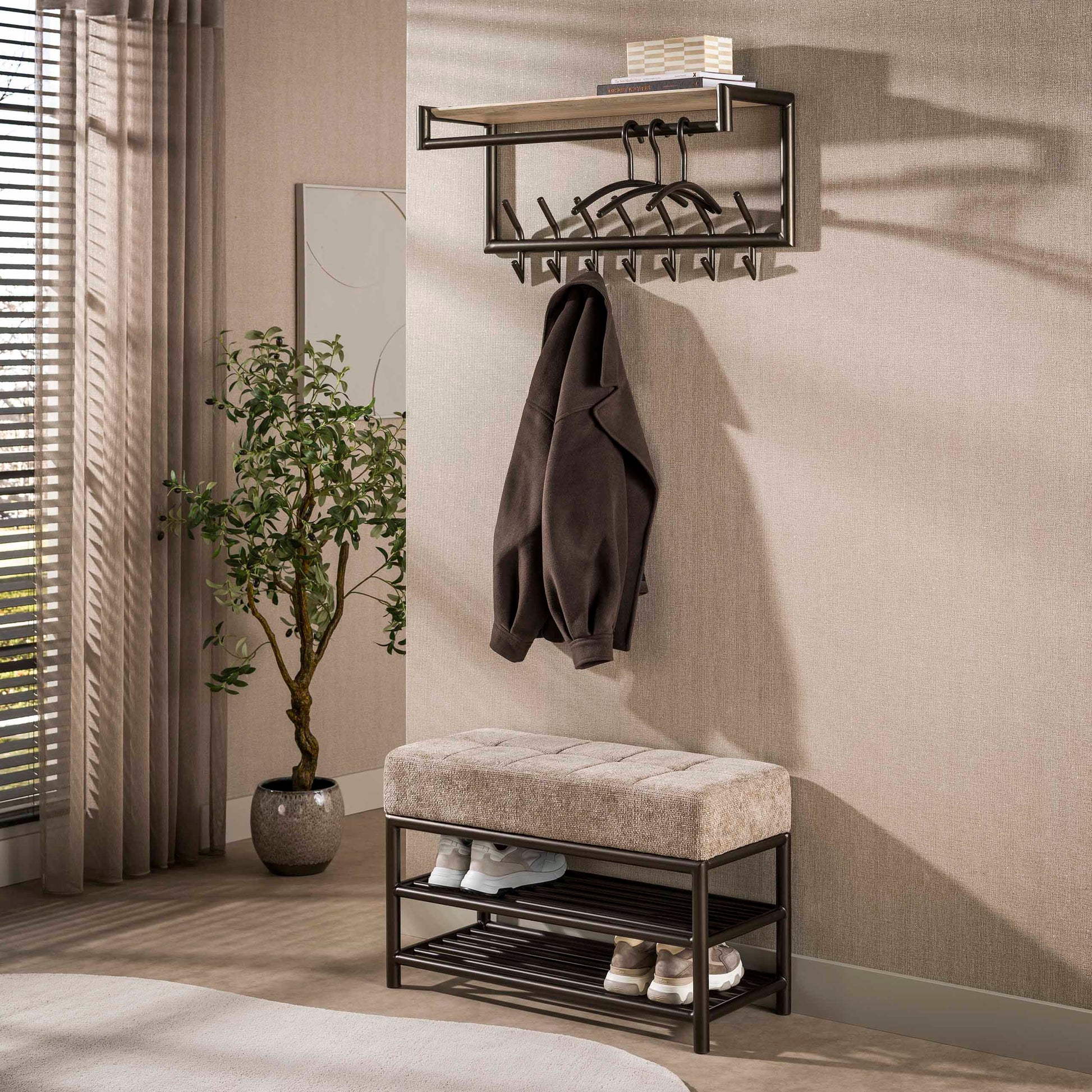 Schoenenbank Terra 85cm / Drift brown – afbeelding 2