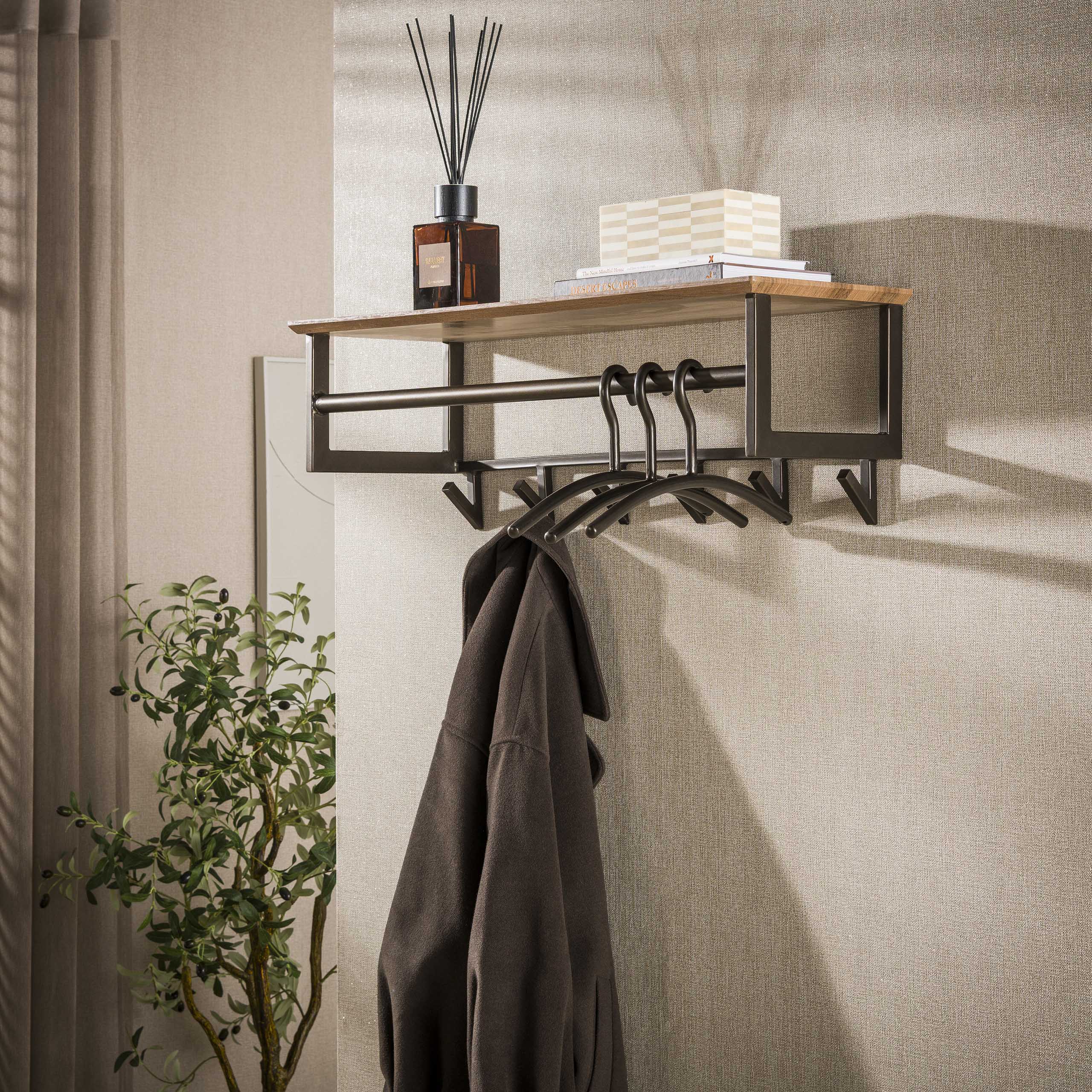 Kapstok Bruno 6 haken / Drift brown – afbeelding 1