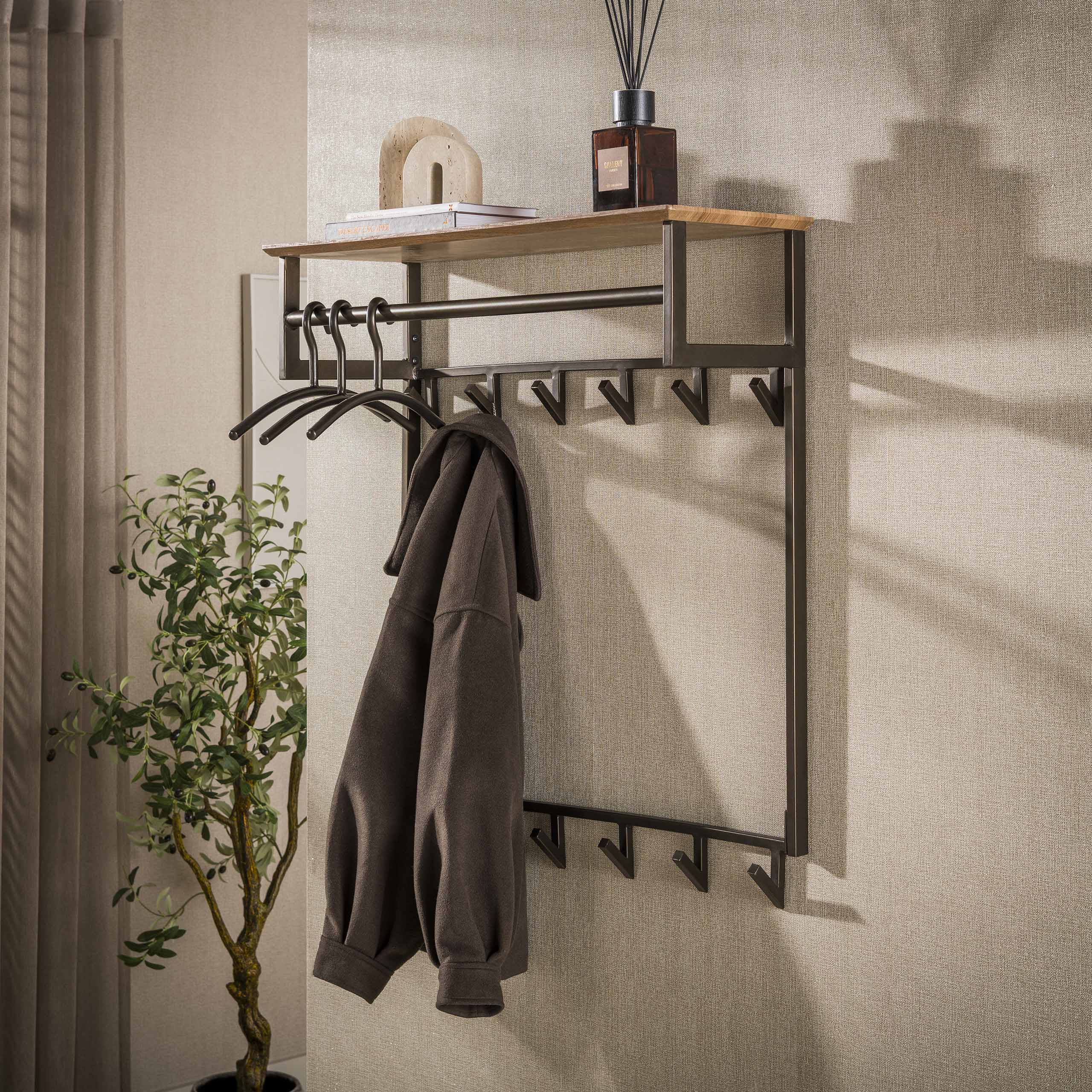 Kapstok Bruno hoog 2x6 haken / Drift brown – afbeelding 1