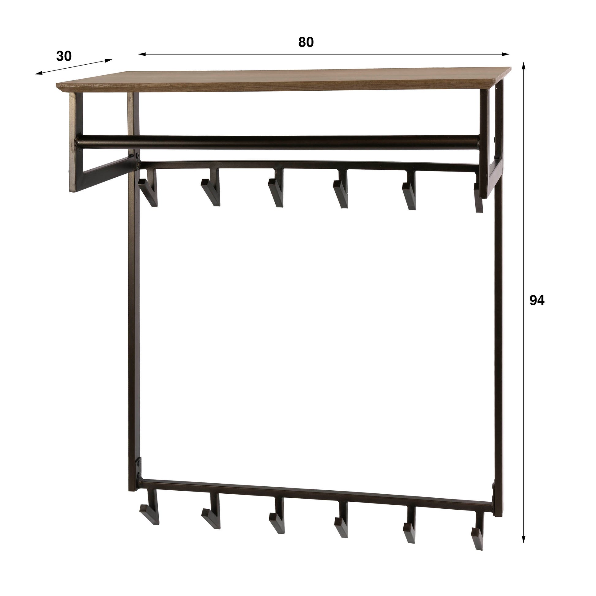 Kapstok Bruno hoog 2x6 haken / Drift brown – afbeelding 3