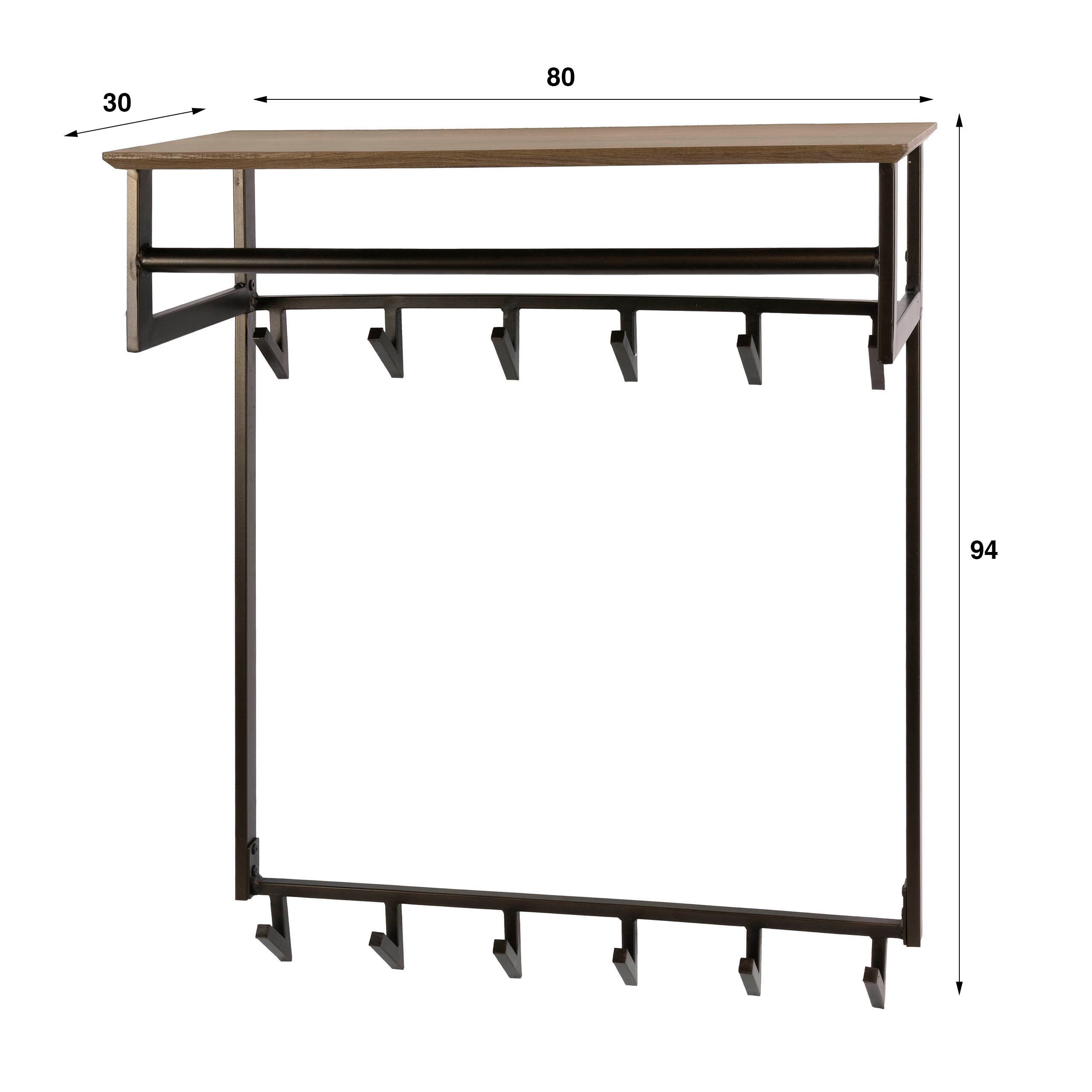 Kapstok Bruno hoog 2x6 haken / Drift brown – afbeelding 3