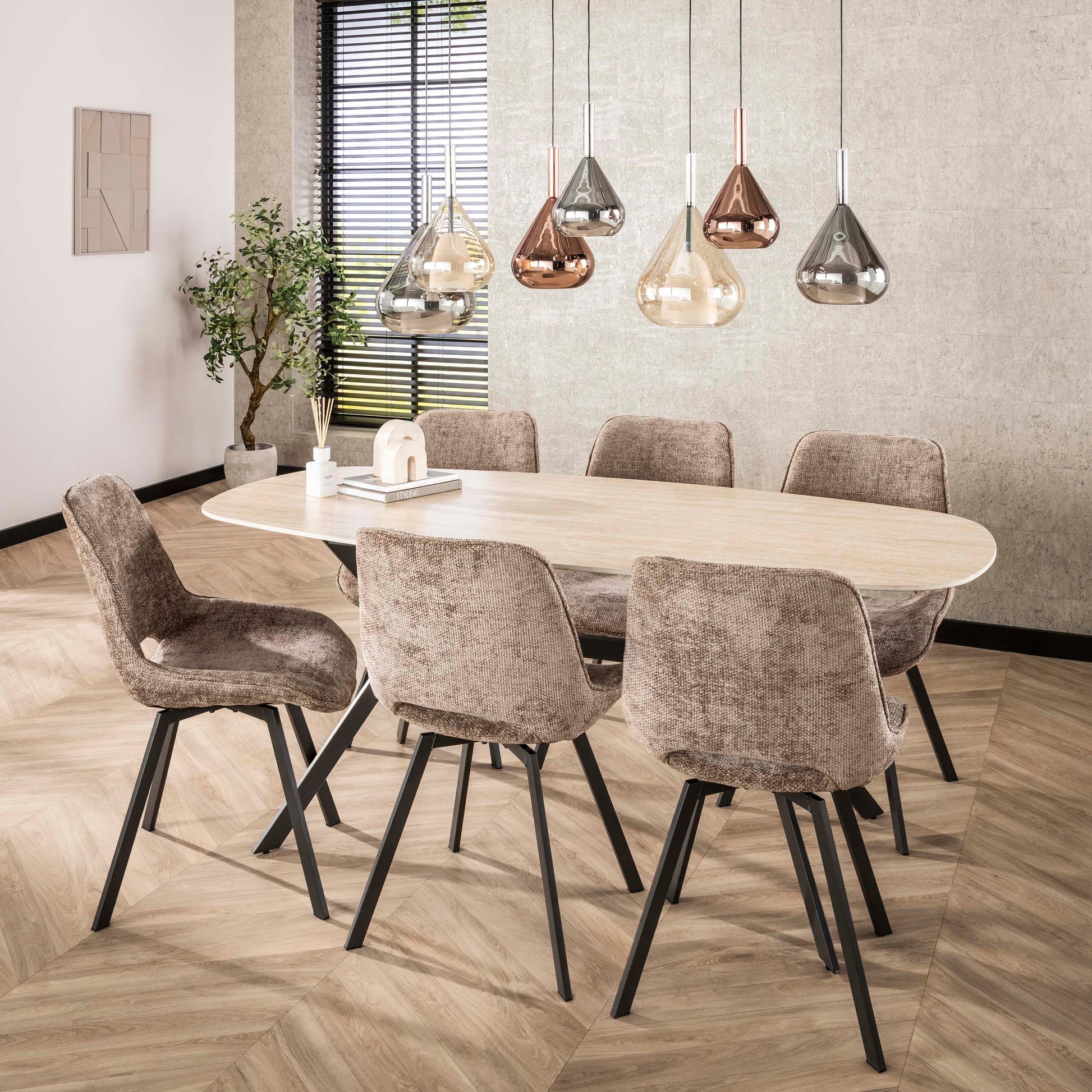 Stoel Swivel draaibaar verpakt per 4 / Hoven champagne – afbeelding 2