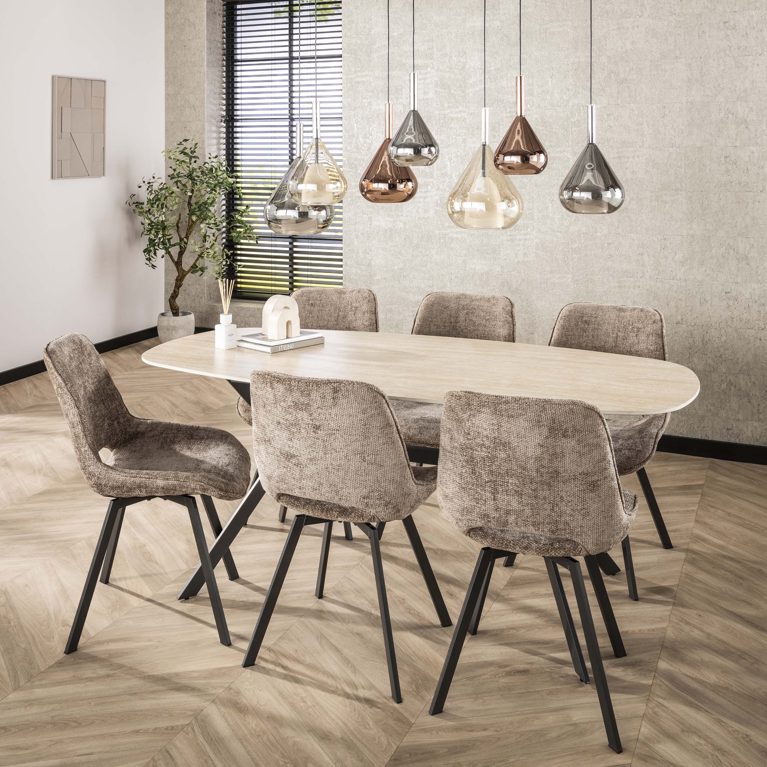 Stoel Swivel draaibaar verpakt per 4 / Hoven champagne – afbeelding 2