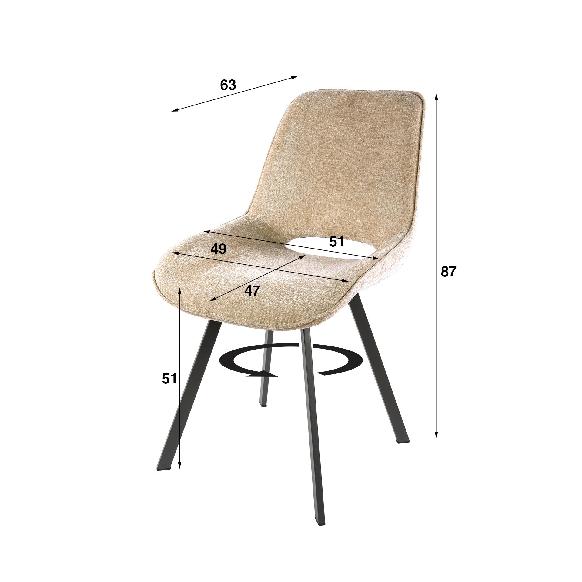 Stoel Swivel draaibaar verpakt per 4 / Jaroq zand – afbeelding 9