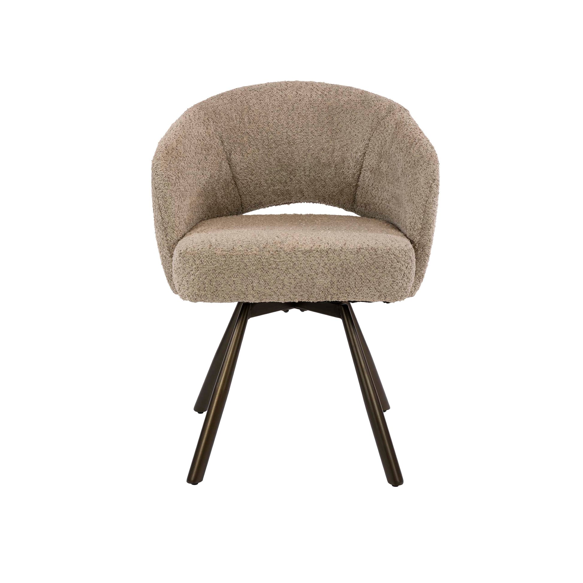 Armstoel Salon Cross draaibaar verpakt per 2 / Bouclé zand-bruin – afbeelding 7