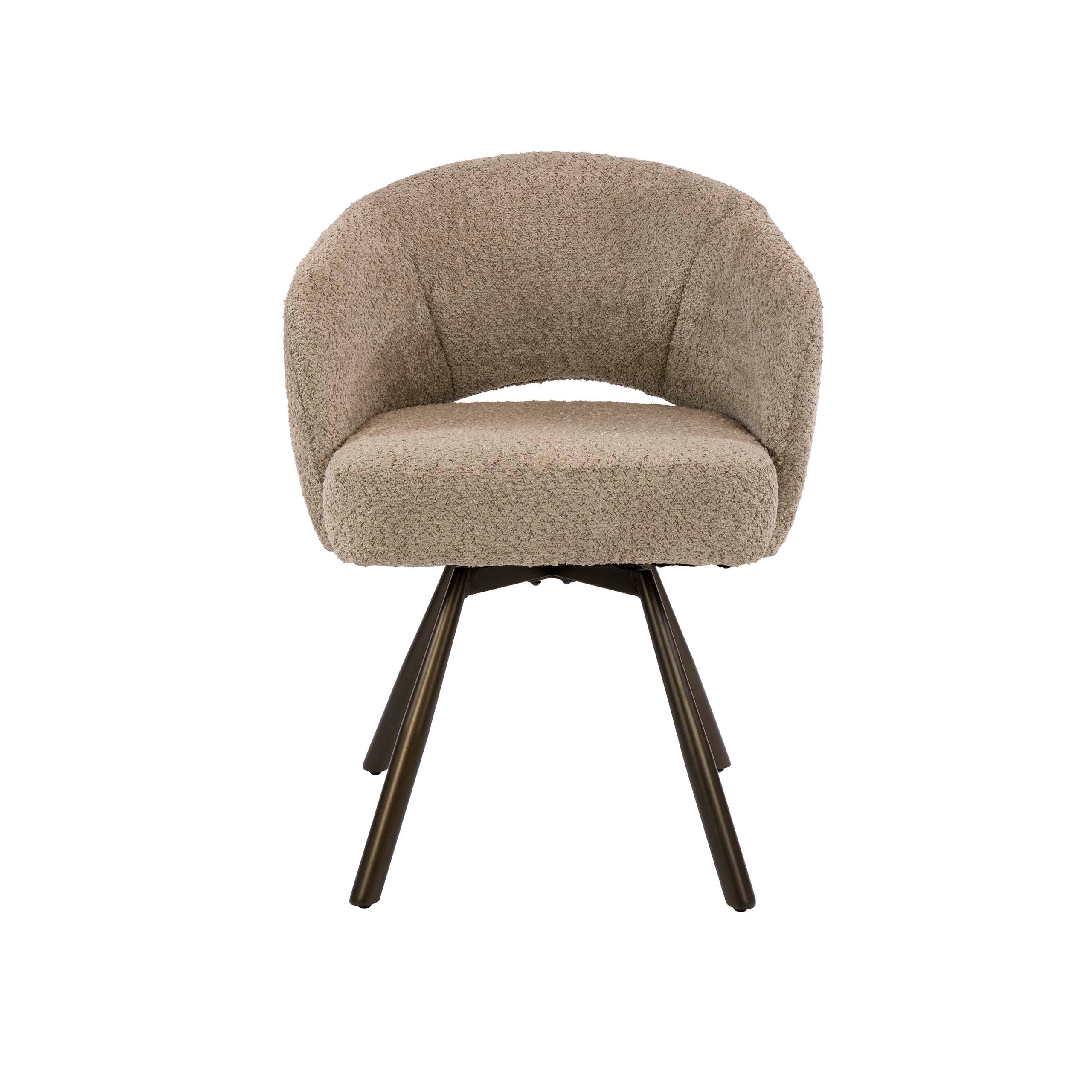 Armstoel Salon Cross draaibaar verpakt per 2 / Bouclé zand-bruin – afbeelding 7