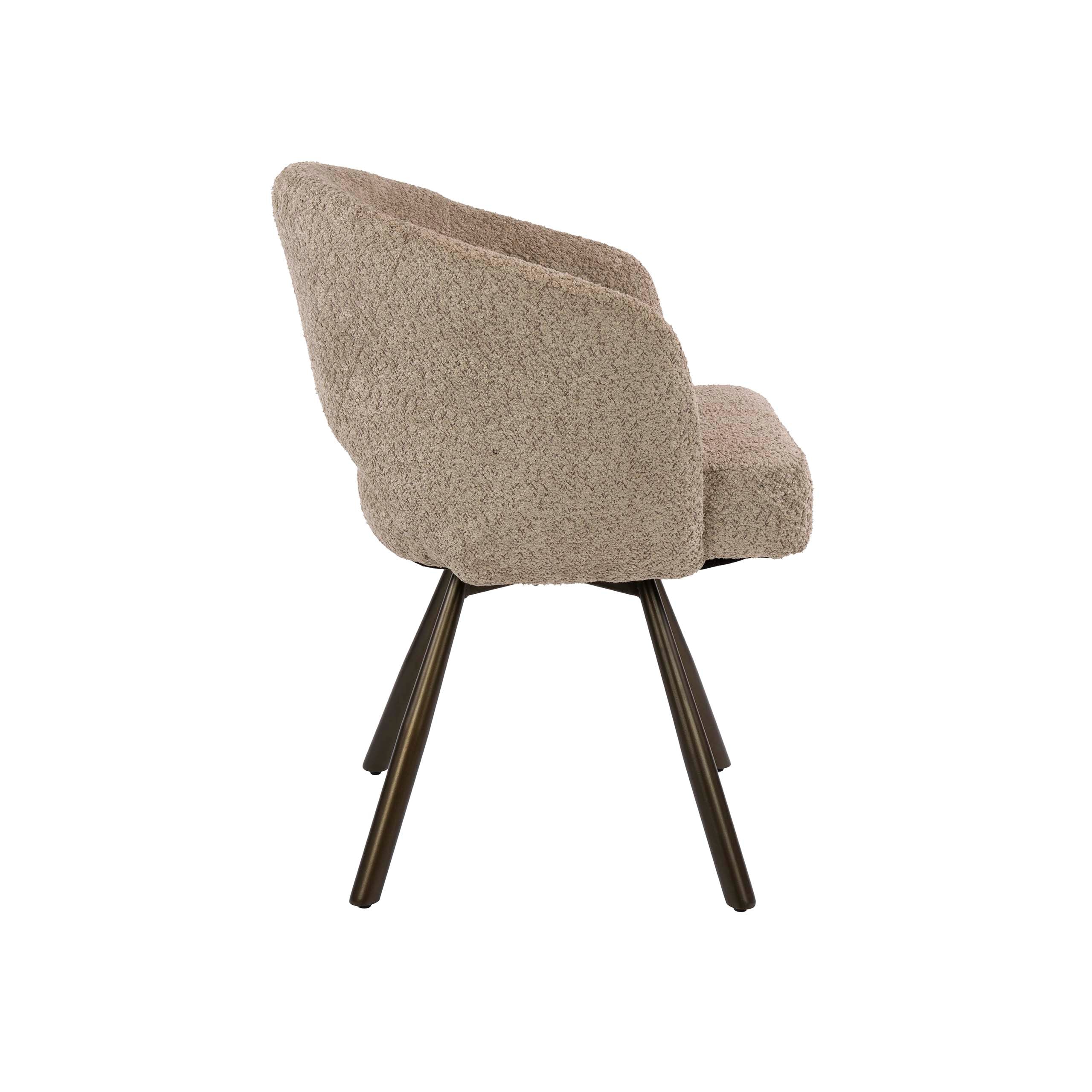Armstoel Salon Cross draaibaar verpakt per 2 / Bouclé zand-bruin – afbeelding 9