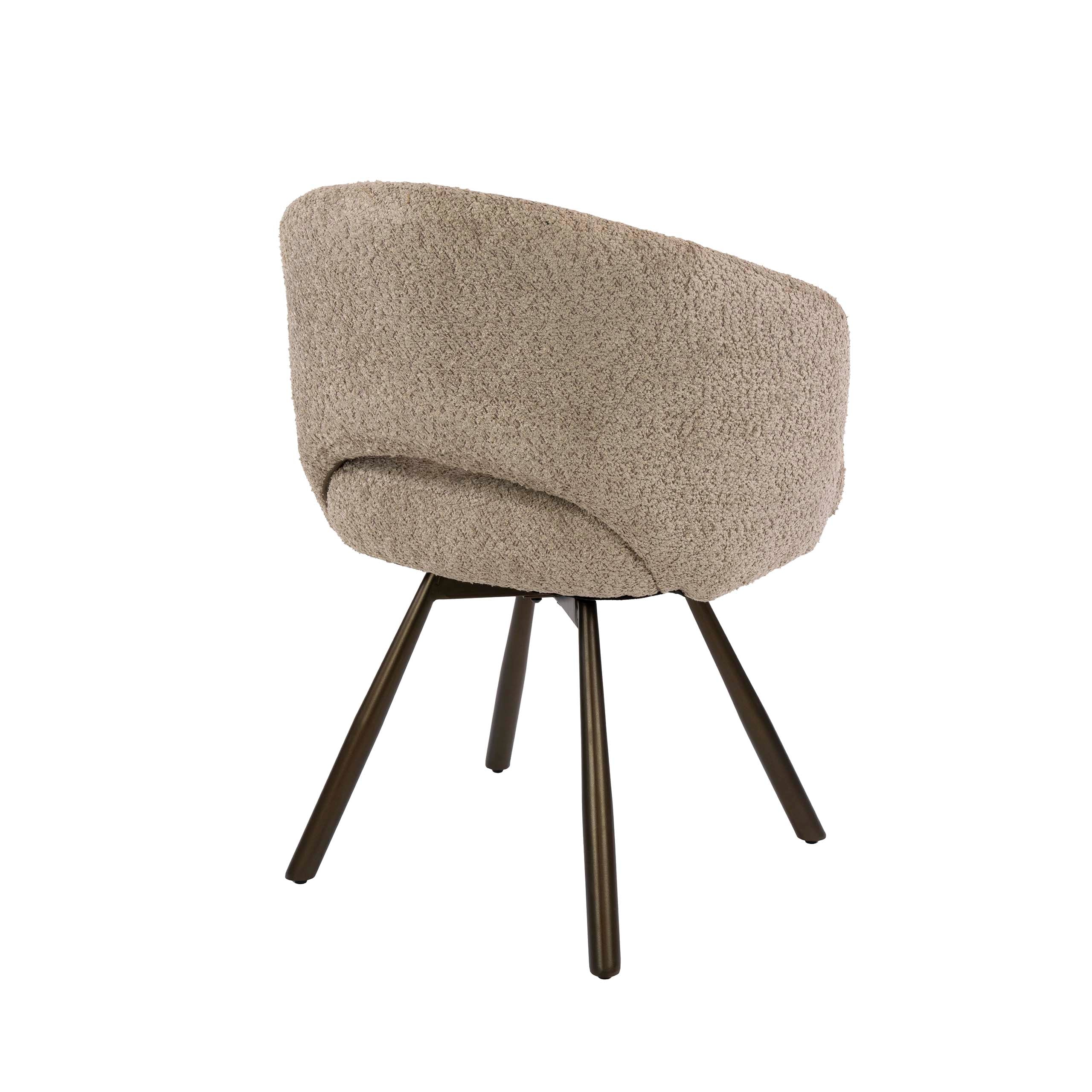 Armstoel Salon Cross draaibaar verpakt per 2 / Bouclé zand-bruin – afbeelding 10