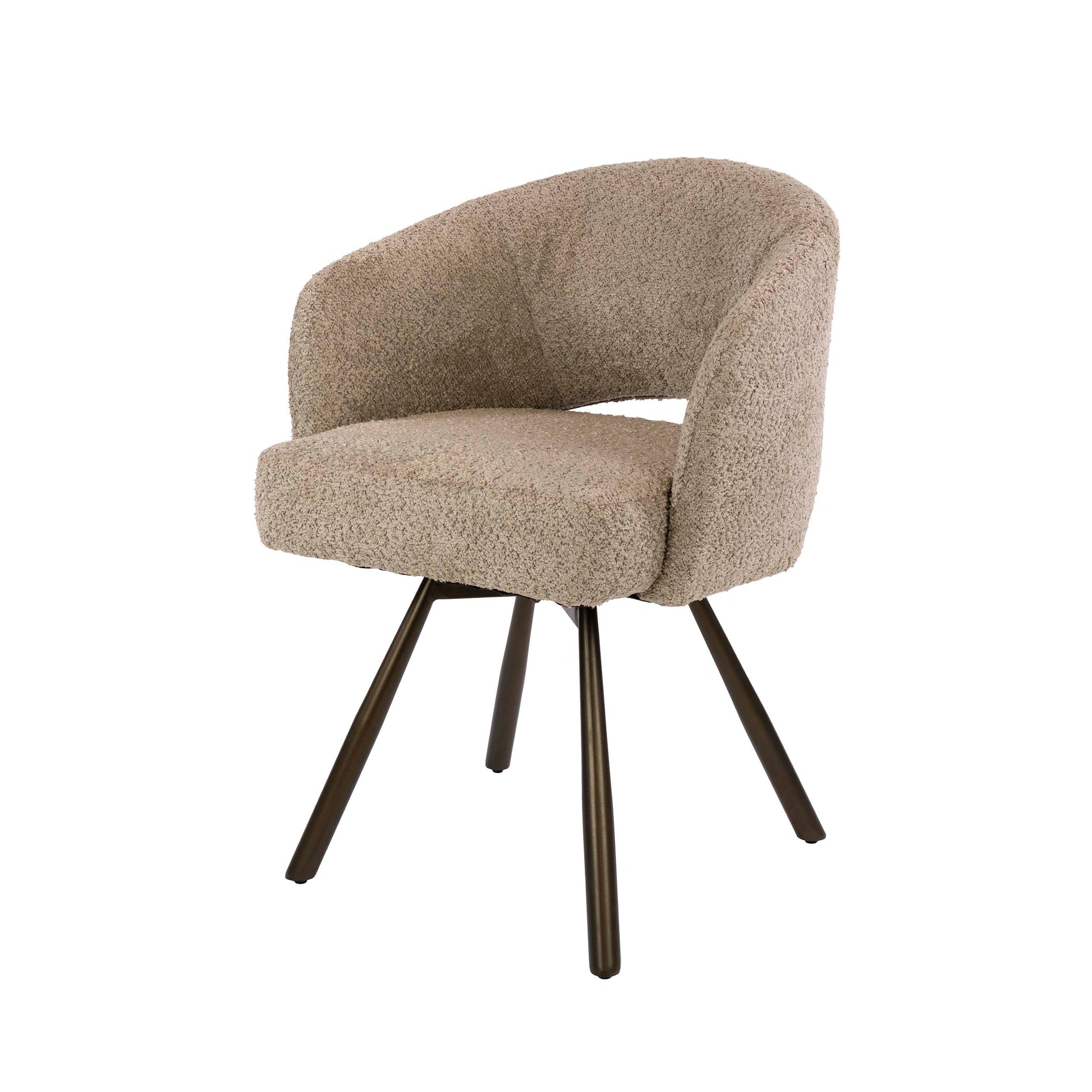 Armstoel Salon Cross draaibaar verpakt per 2 / Bouclé zand-bruin – afbeelding 6