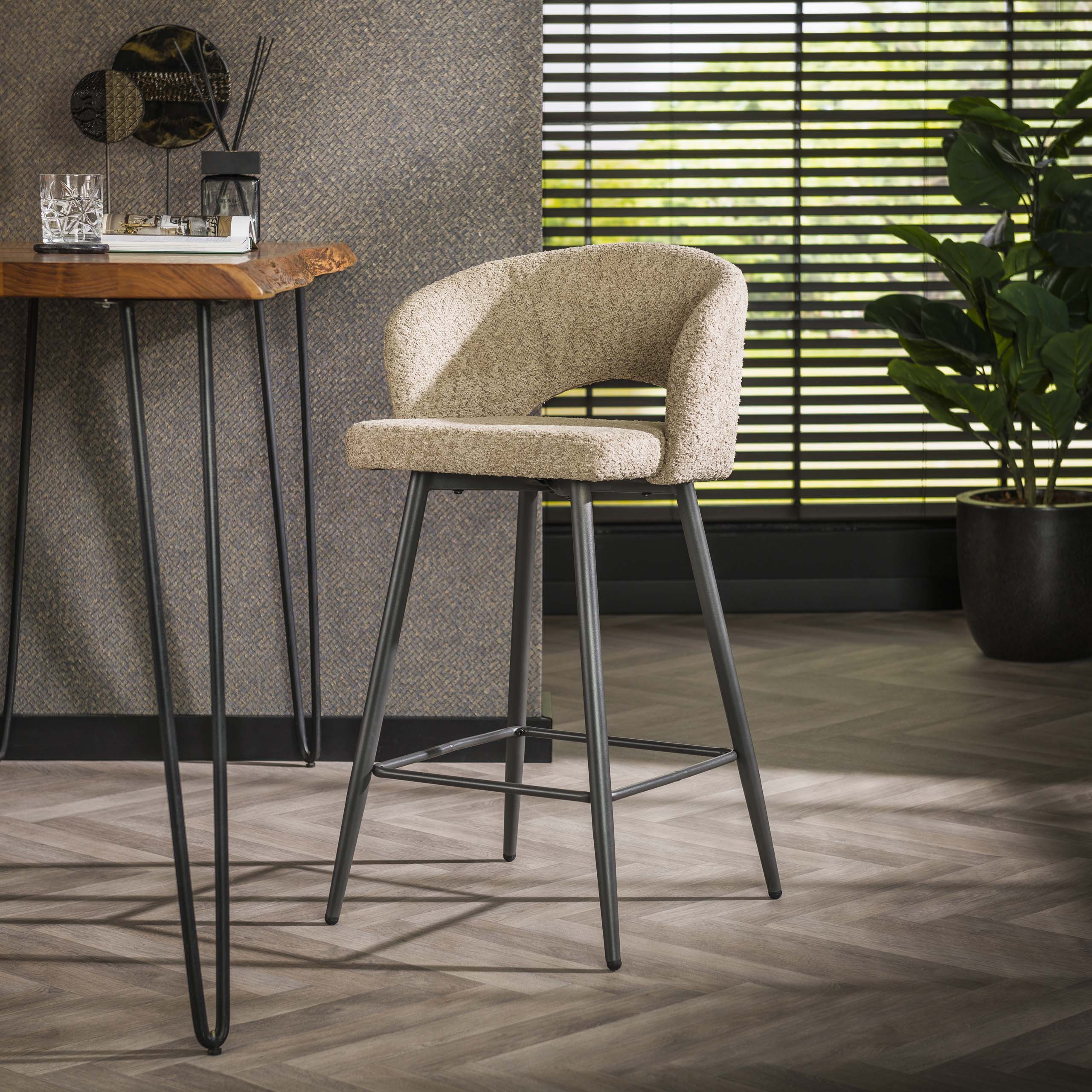 Barstoel Salon verpakt per 2 / Bouclé zand – afbeelding 1