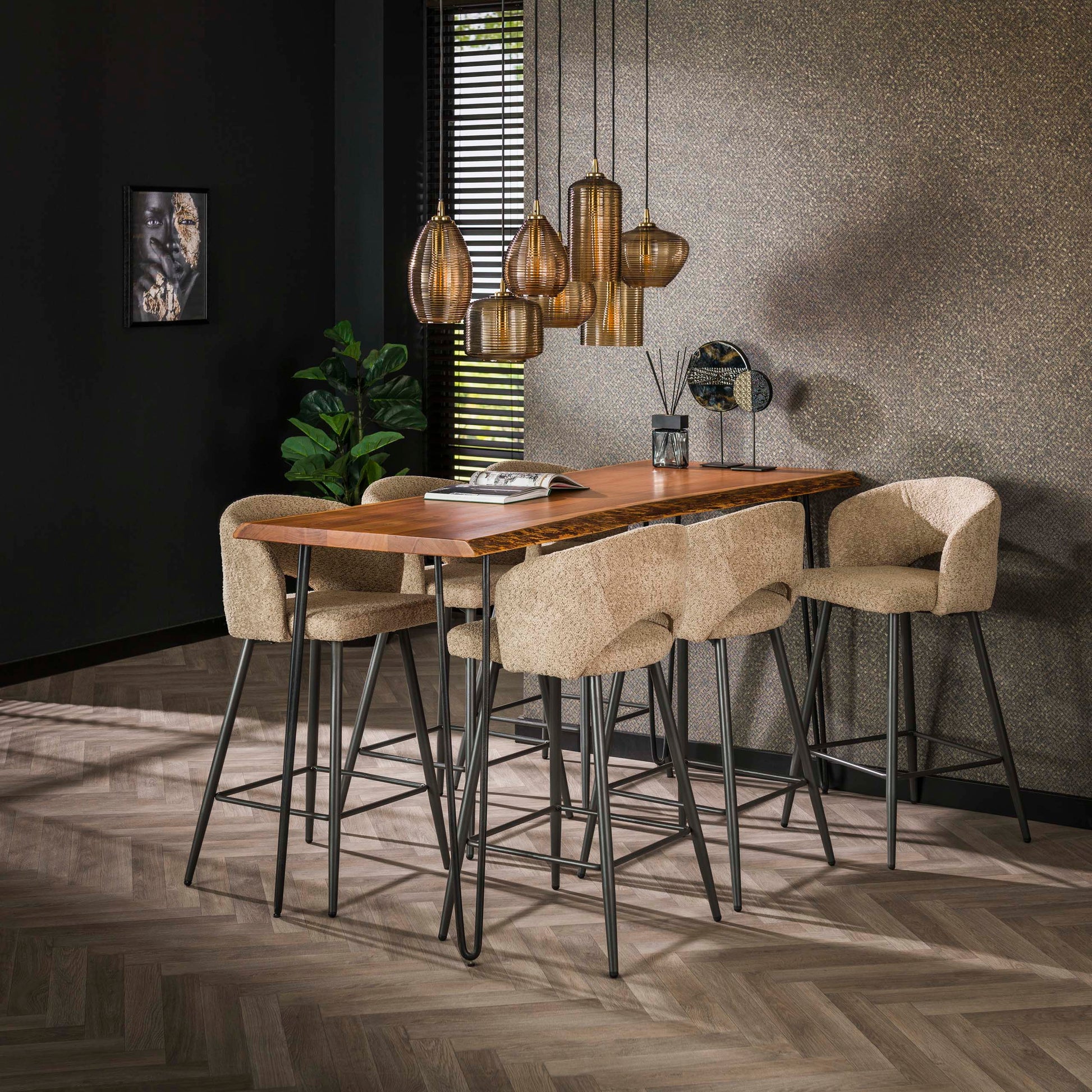 Barstoel Salon verpakt per 2 / Bouclé zand – afbeelding 2
