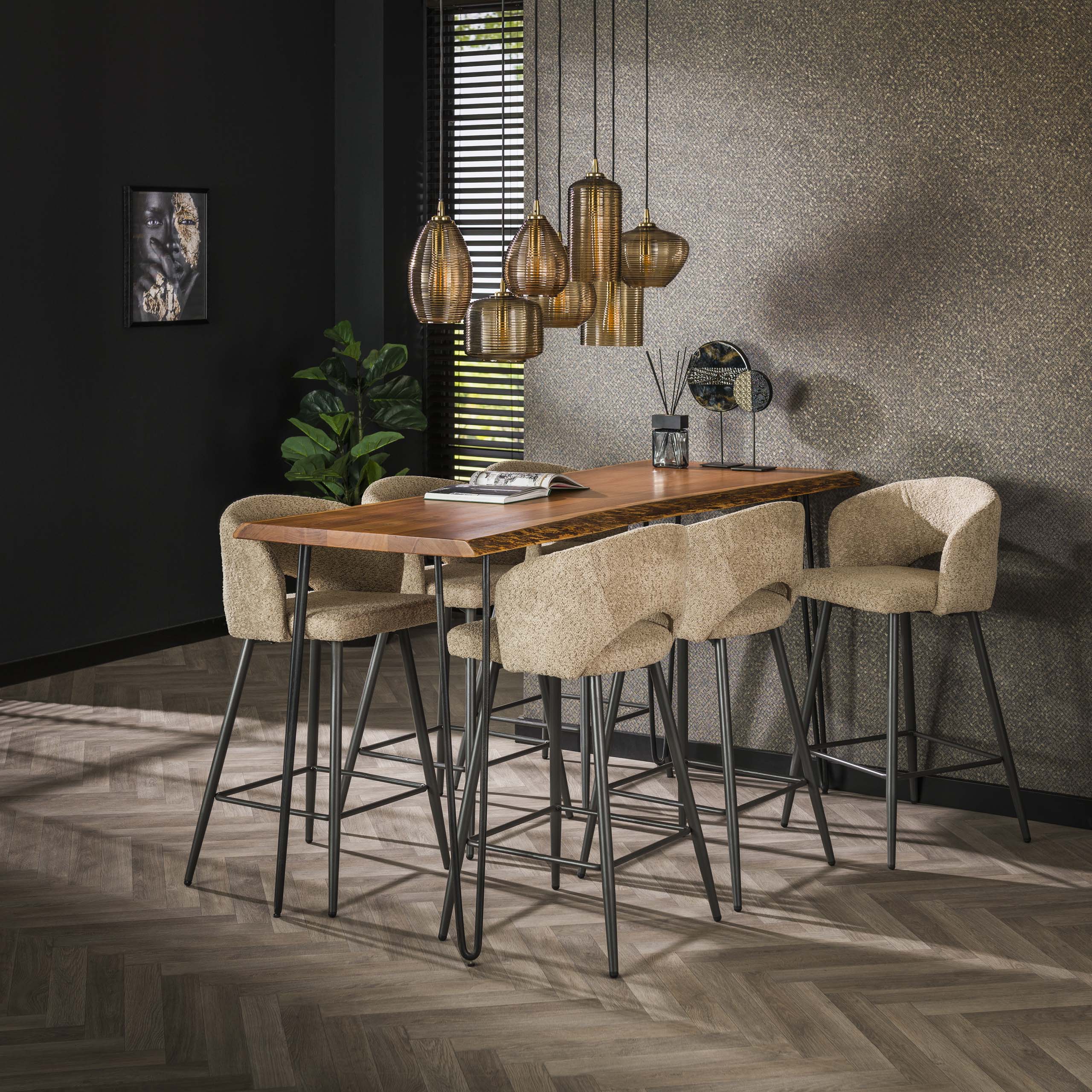 Barstoel Salon verpakt per 2 / Bouclé zand – afbeelding 2