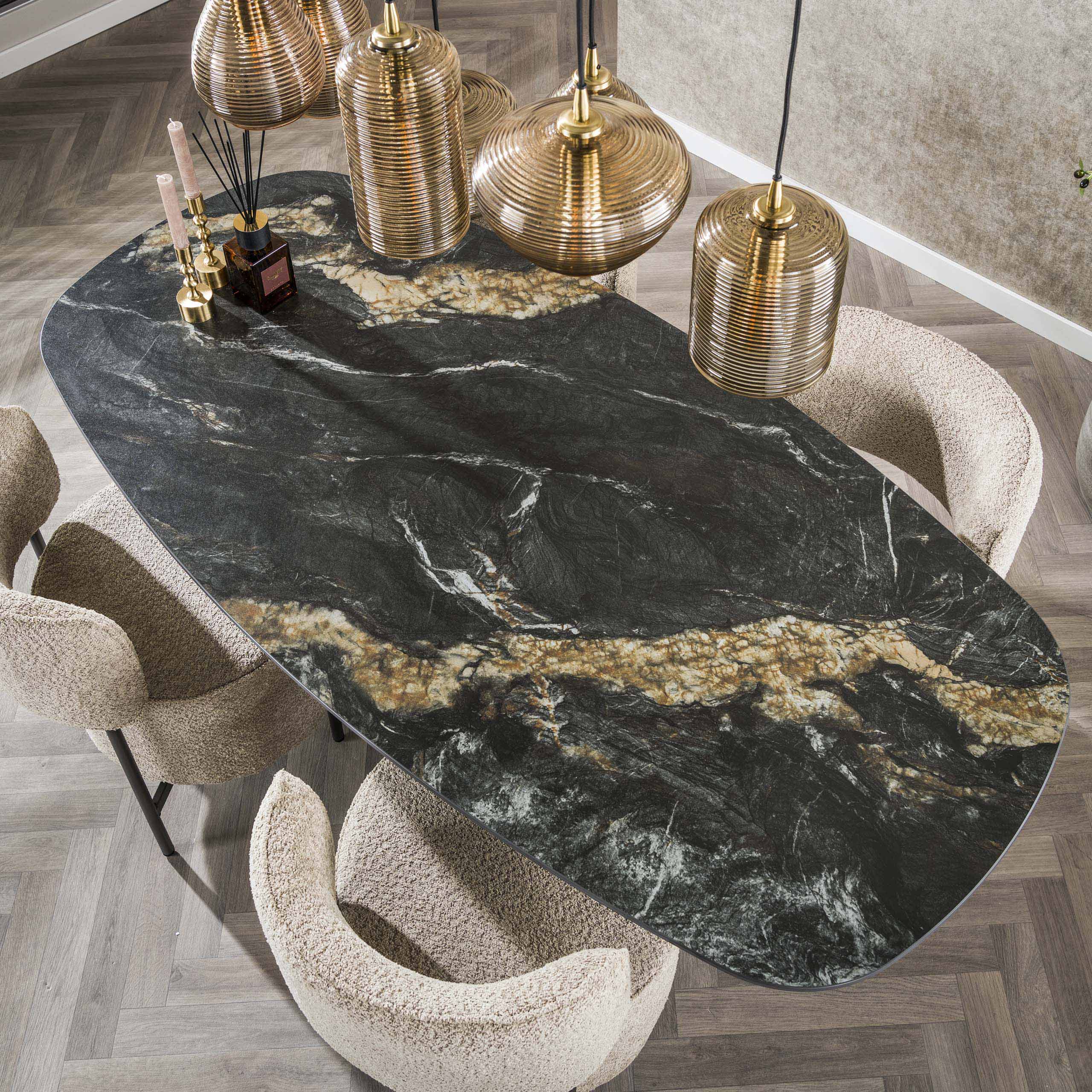 Eettafel Spider deens ovaal 180cm / Keramiek fossil black – afbeelding 2