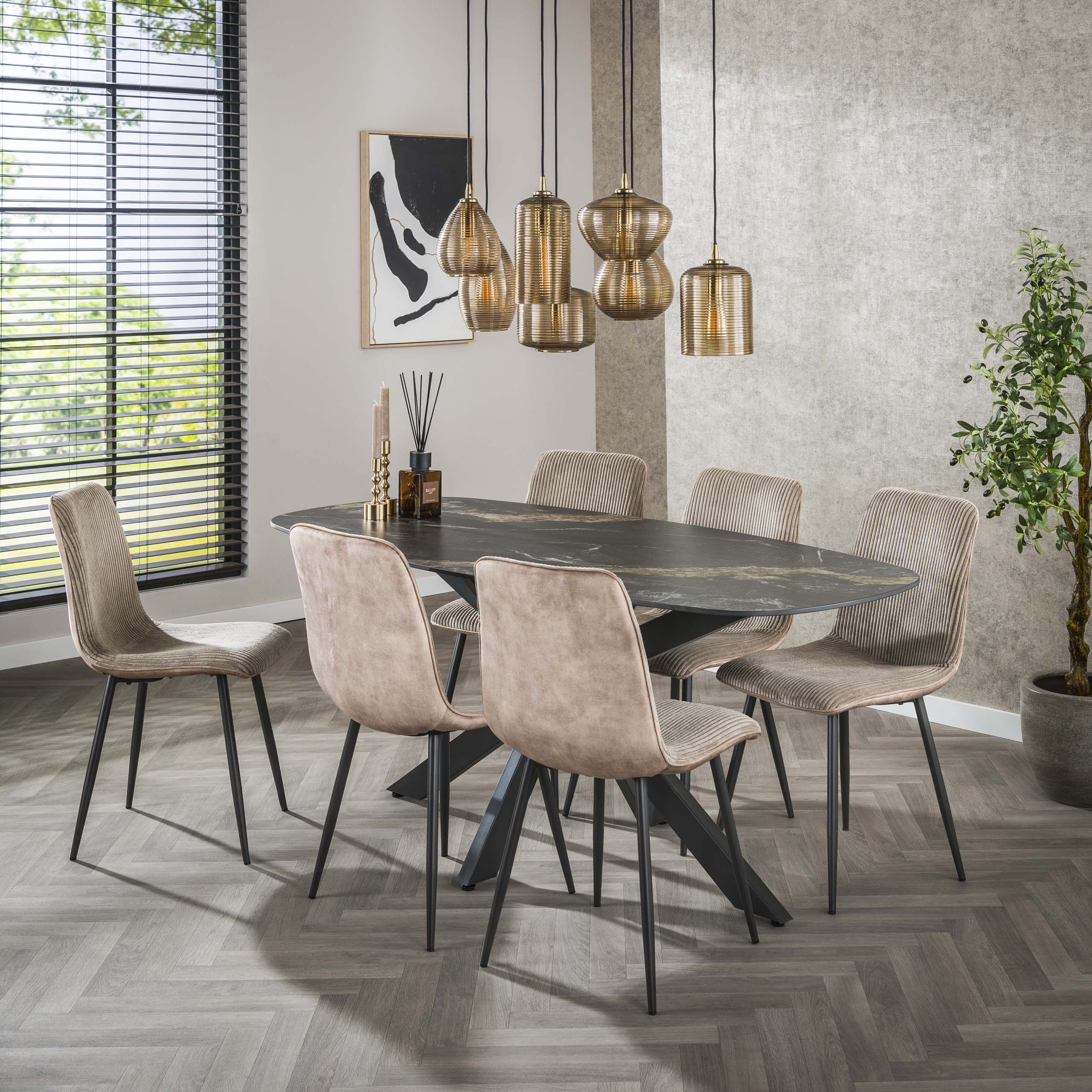 Eettafel Spider deens ovaal 180cm / Keramiek fossil black – afbeelding 3