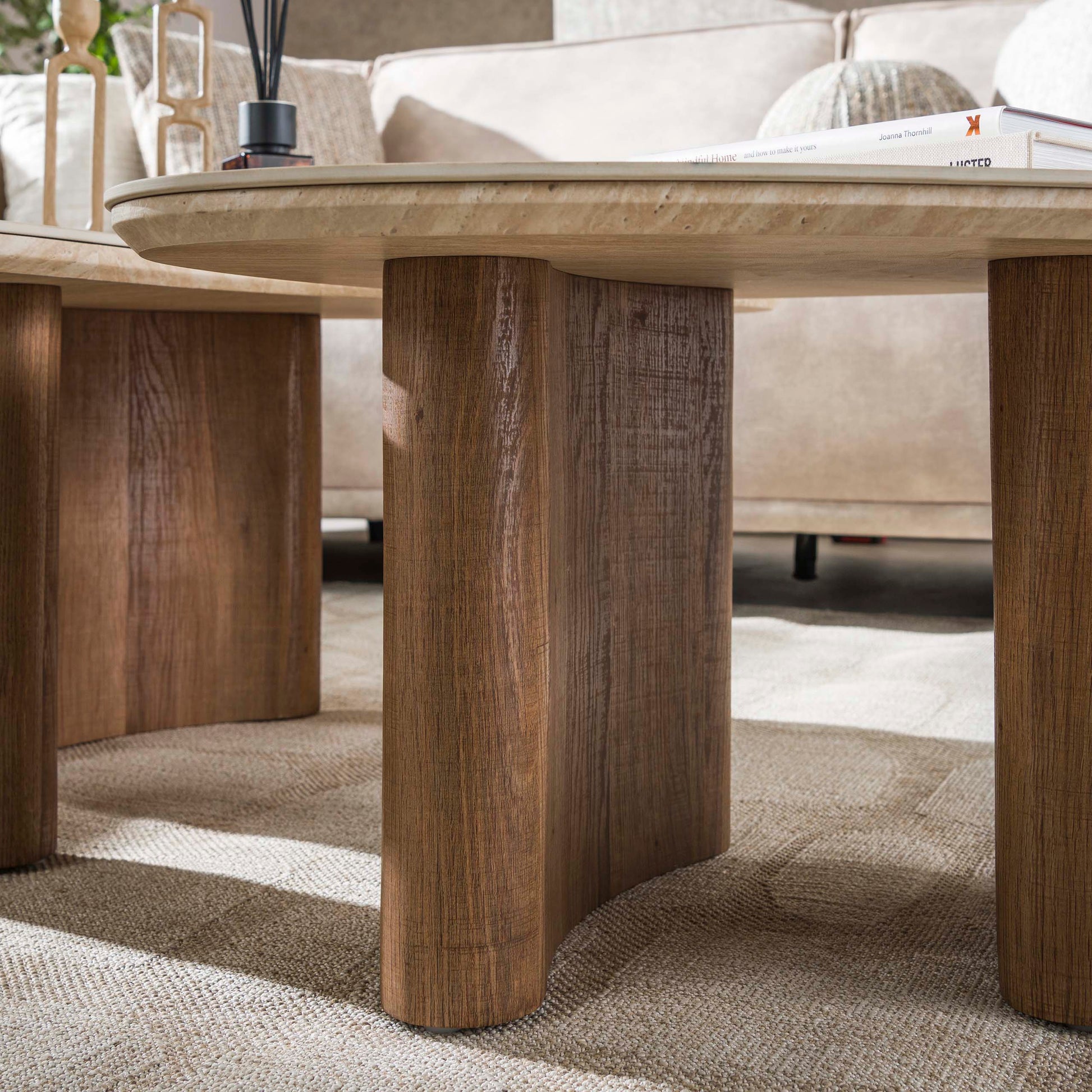 Salontafel Romano organisch set van 2 / Keramiek travertin – afbeelding 3