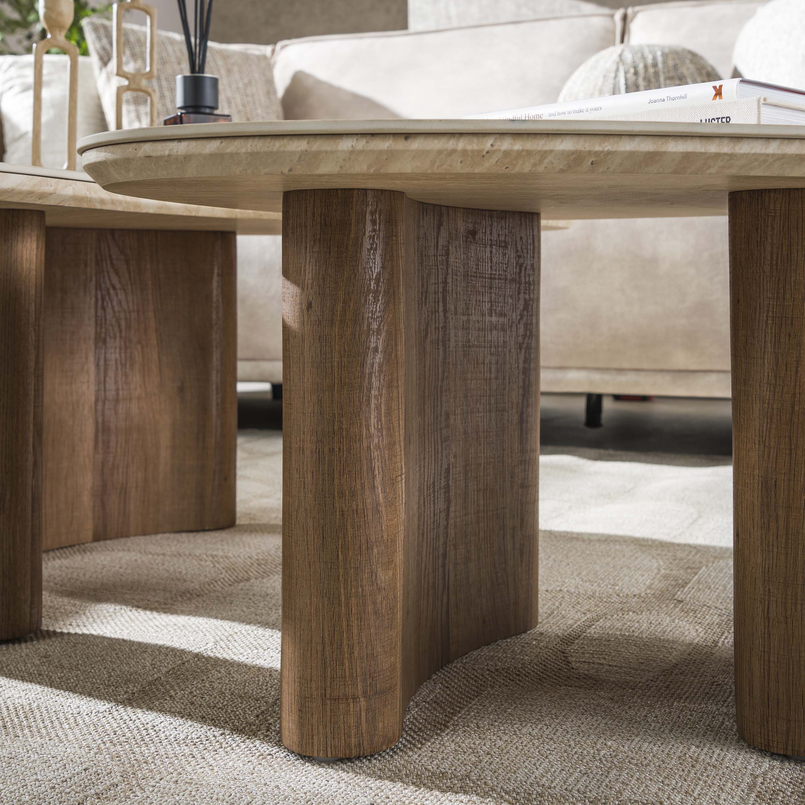 Salontafel Romano organisch set van 2 / Keramiek travertin – afbeelding 3